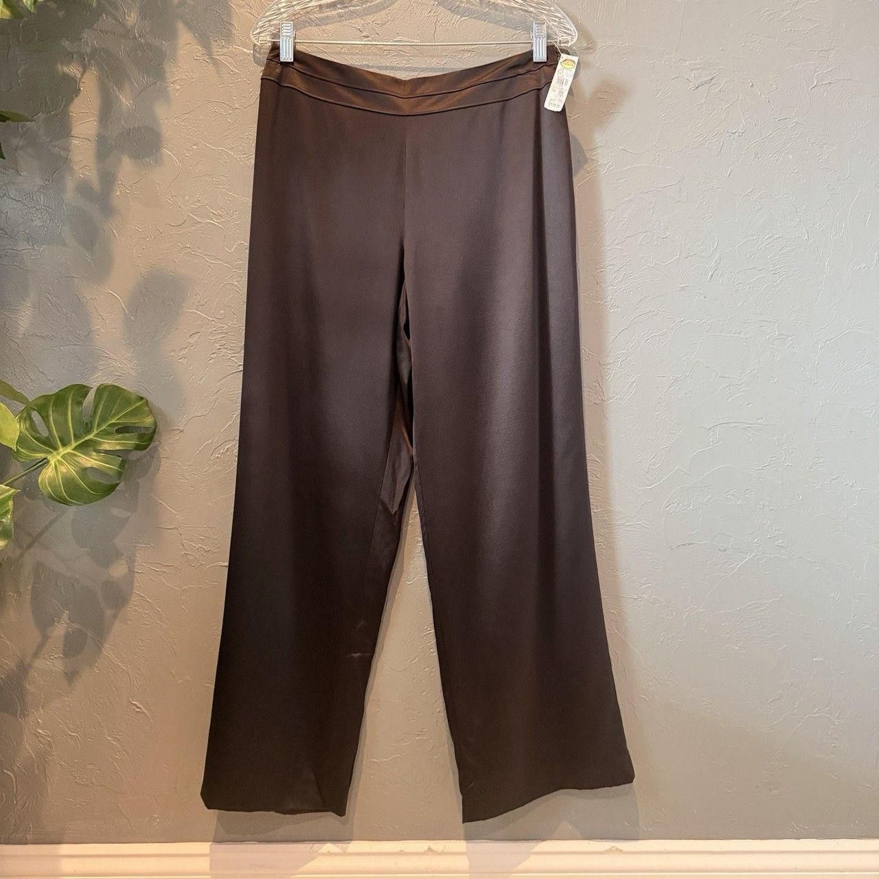 Talbots NWT Vtg 90's Talbots Silk Pants 10P Bronze Brown High Waist ...