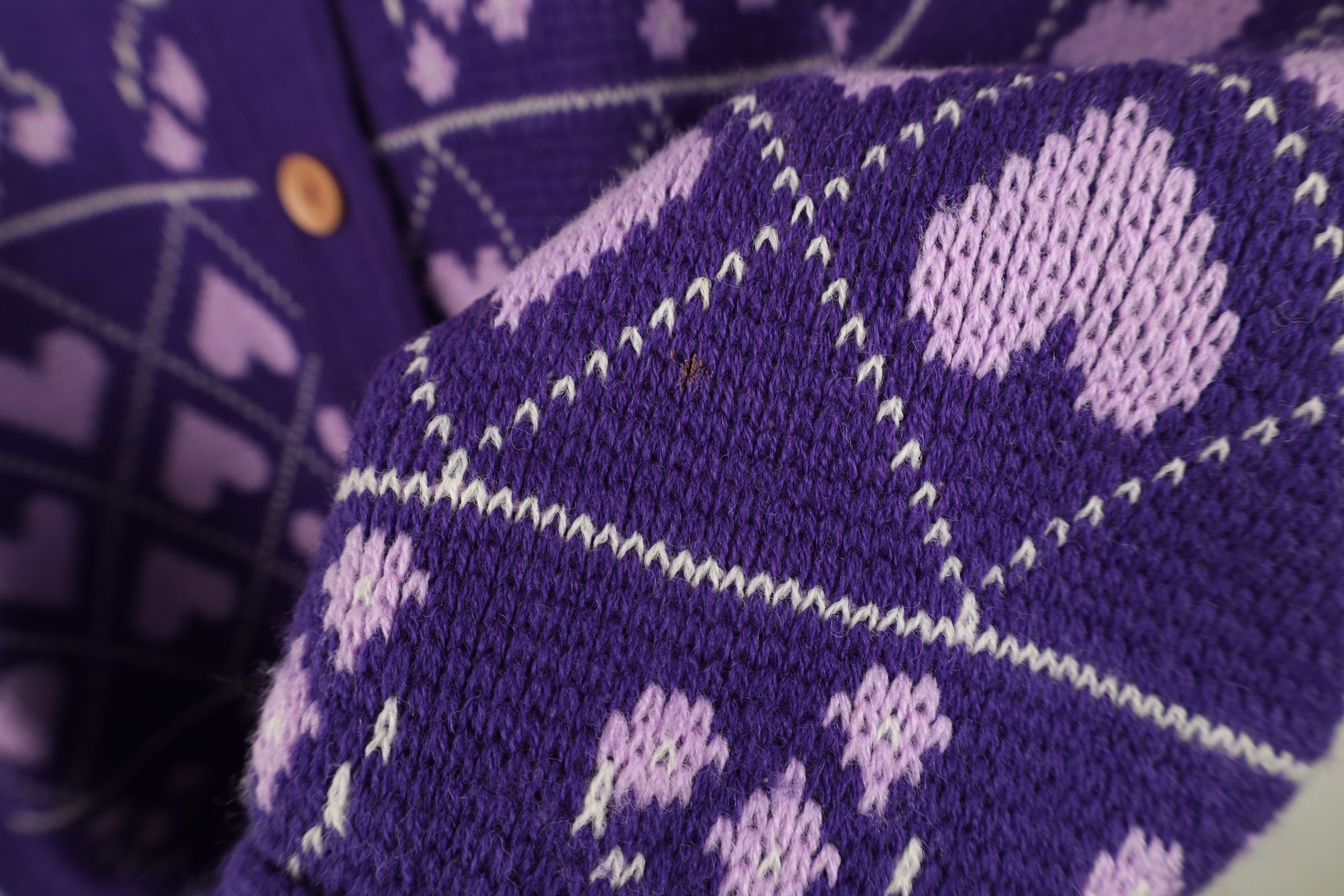 Vintage Vintage 70s Fairy Kei Kawaii Heart Knit Sweater Cape Purple Size ONE SIZE - 6 Thumbnail