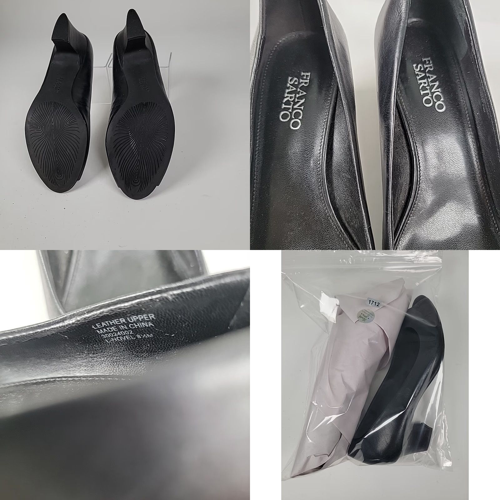 Franco Sarto Franco Sarto Women's Black Leather Heels Open Toe Slip On Block Heel Pump Size 8.5 Womens Size US 9 / IT 39 - 8 Thumbnail