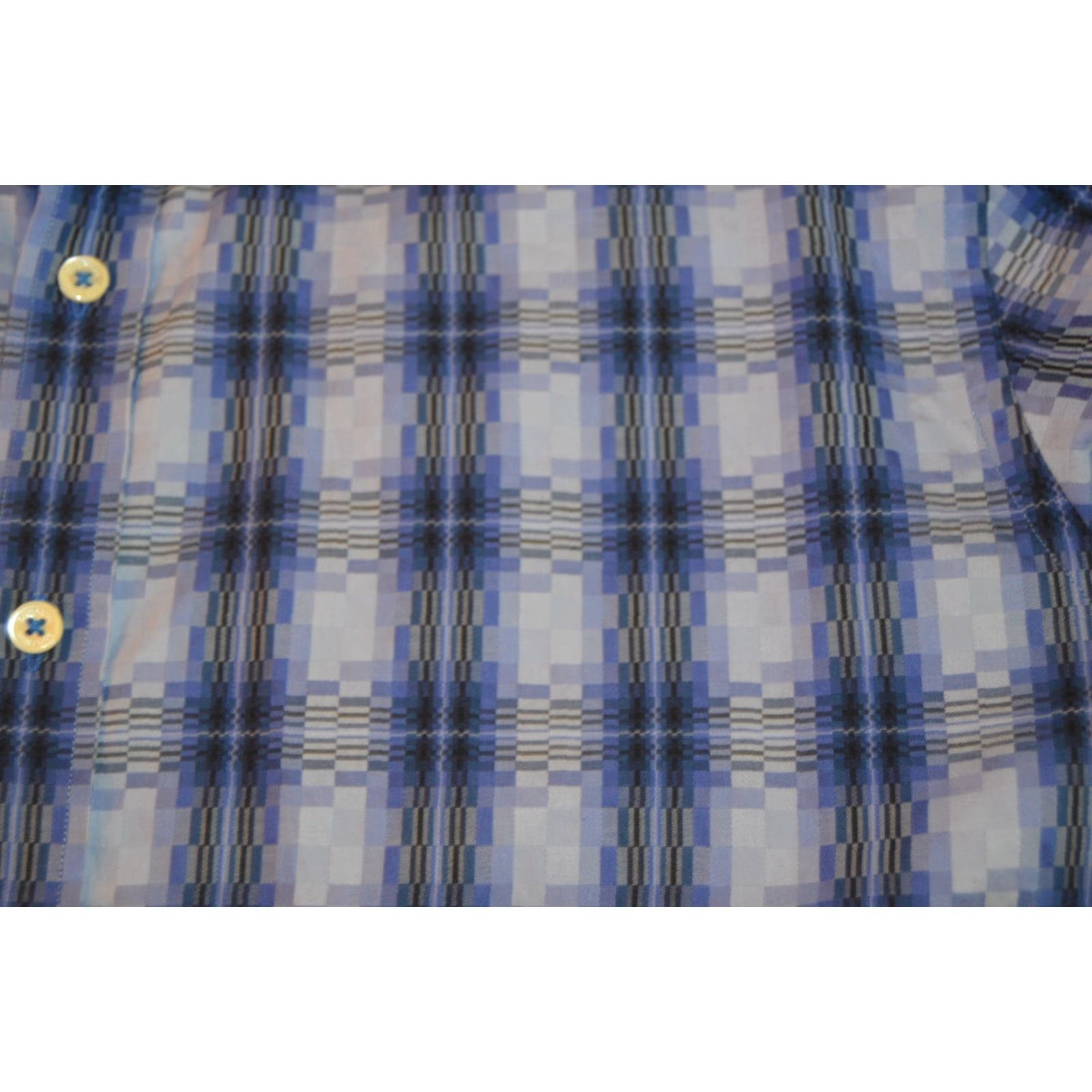 BUGATCHI Bugatchi Shirt Men's Blue Plaid Button-Up Casual Classic Fit Size US L / EU 52-54 / 3 - 4 Thumbnail