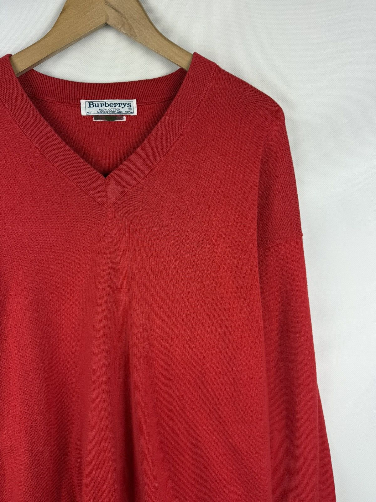 Burberry × Vintage Burberrys Vintage Men’s V-neck Cotton Sweater Pullover Size US XL / EU 56 / 4 - 5 Thumbnail