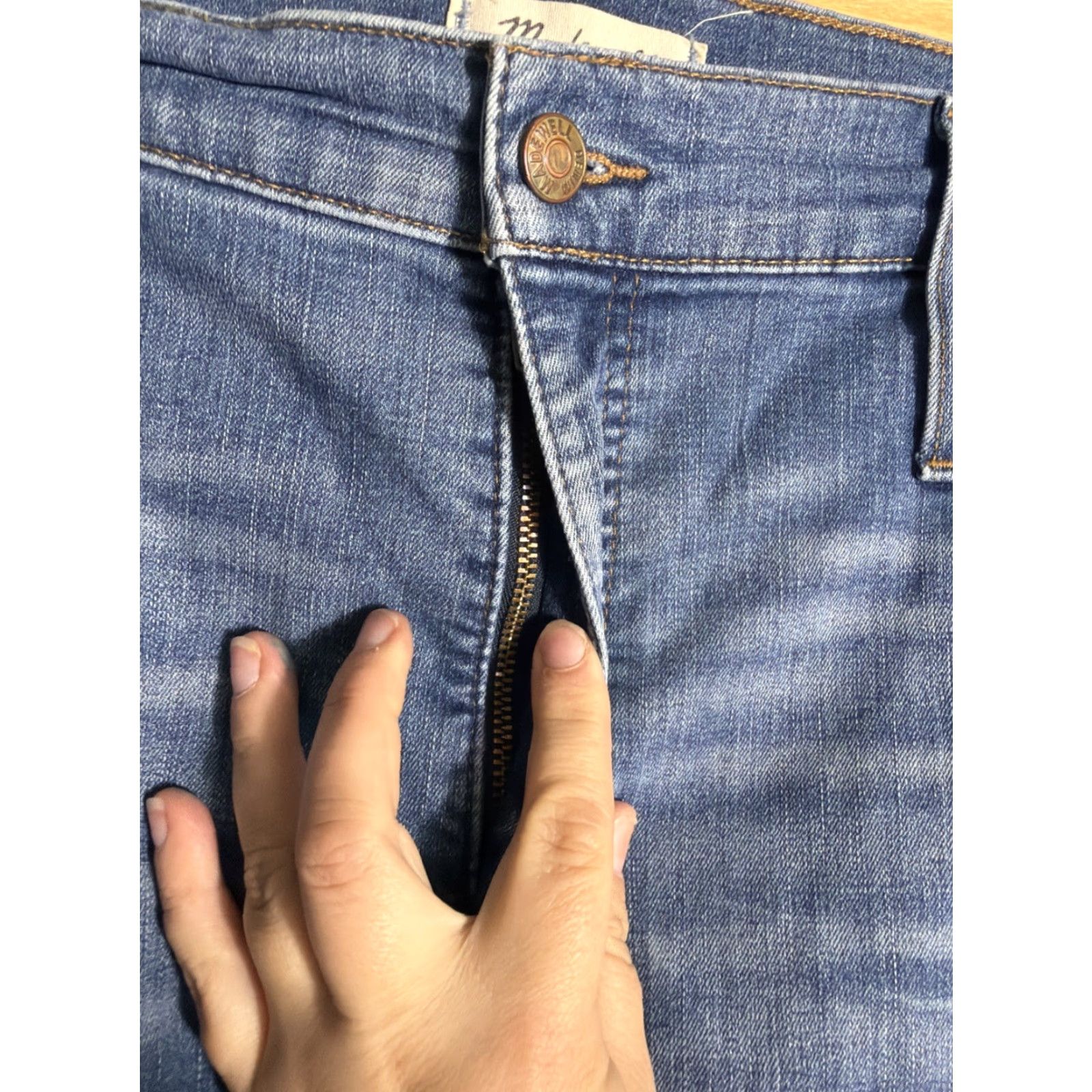 Madewell VINTAGE Madewell High Rise Skinny Jeans Distressed Raw Hem Blue 38W x 30L 34T Tall Womens Skinny Jeans Size 24" / US 00 / IT 34 - 6 Thumbnail