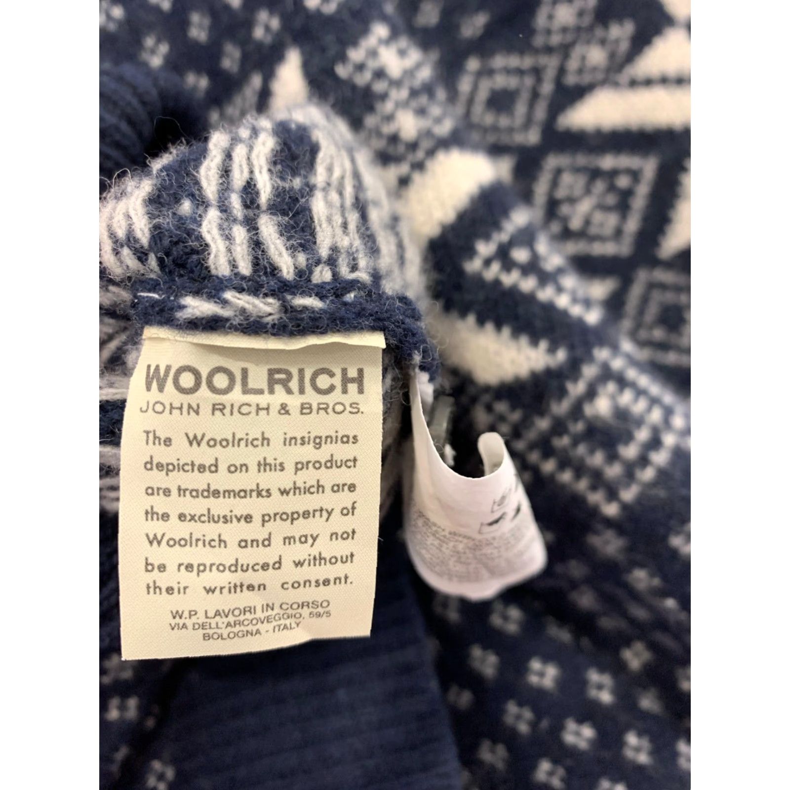 Vintage Woolrich John Rich & Bros Wool Cashmere Nordic Shawl Collar Sweater Mens L Navy Blue / Cream Pullover Knit Wool Cashmere Blend Snowflake Pattern Size US L / EU 52-54 / 3 - 6 Thumbnail
