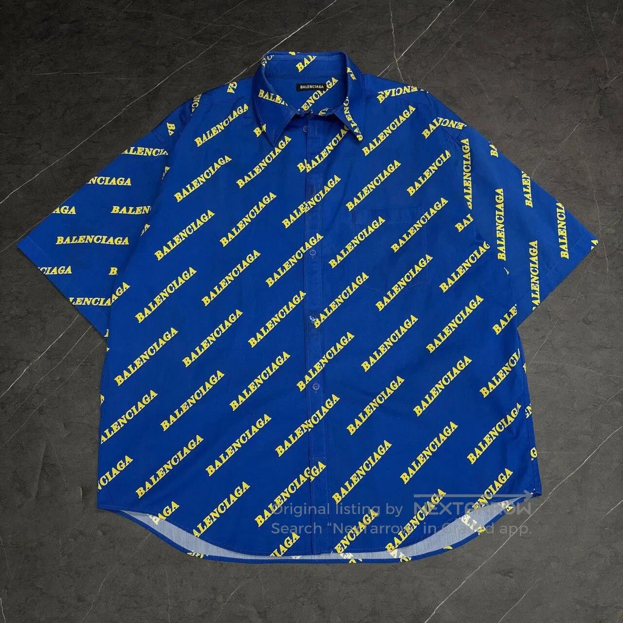 Balenciaga Klein Blue Logo Short Sleeve Shirt.