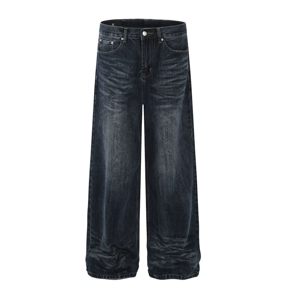 Jean American washed distressed wide-leg loose straight jeans Size US 32 / EU 48 - 1 Thumbnail