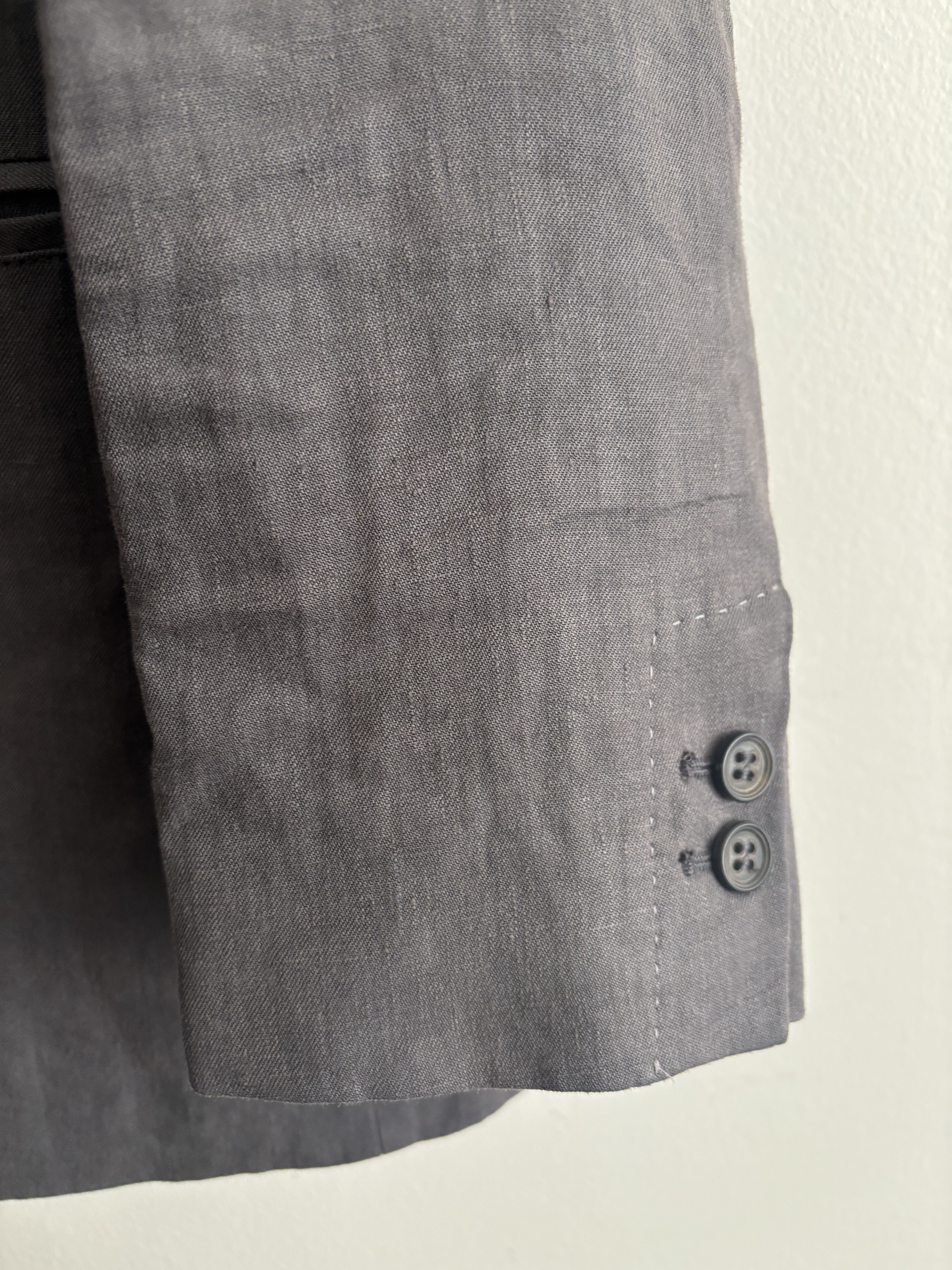 John Varvatos Grey/Brown Peak Lapel Single Button Linen Sport Coat - 40 Size 40R - 5 Thumbnail