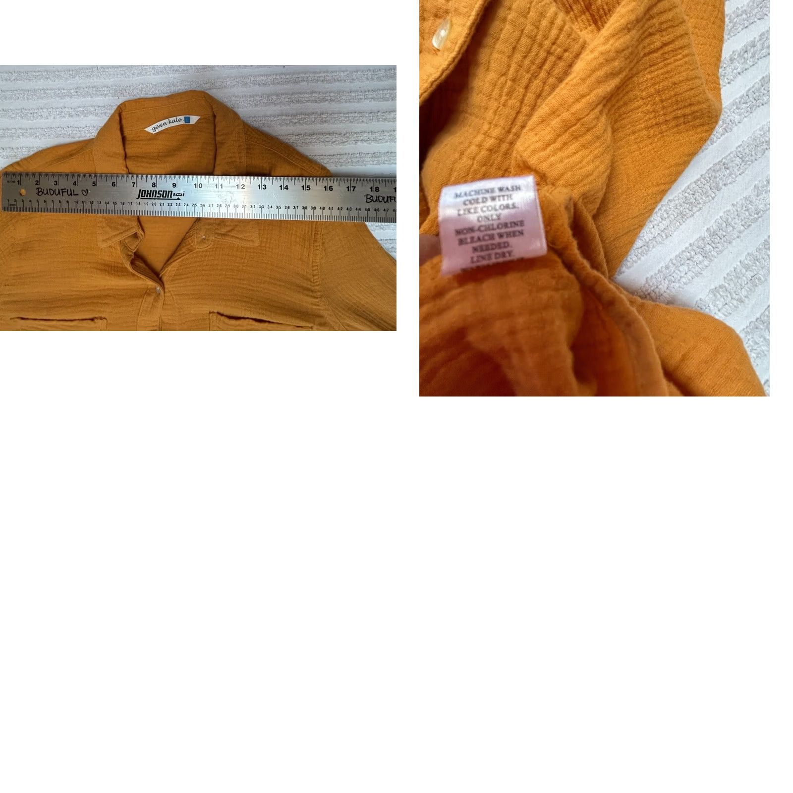 Vintage Given Kale Women's Shirt Dress Mustard Pockets Roll Tab Sleeve Gauze 100% Cotton L Size L / US 10 / IT 46 - 8 Thumbnail