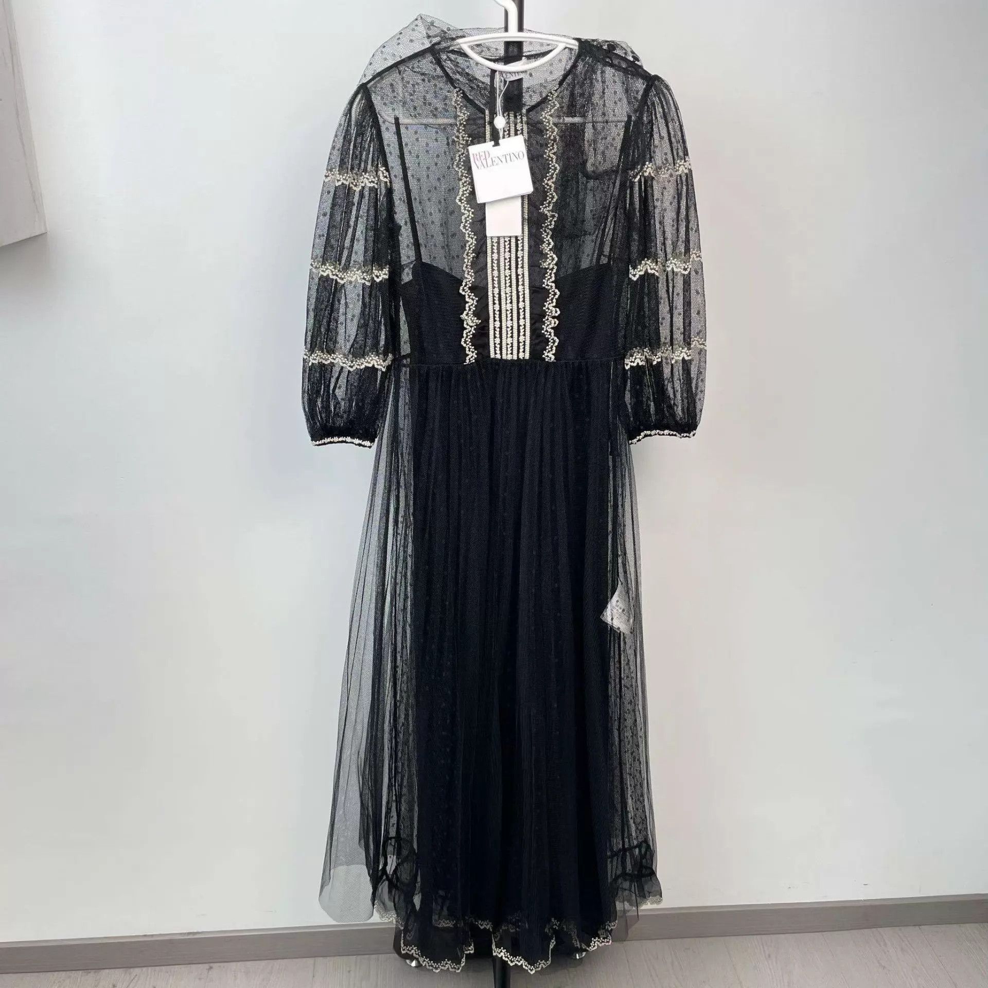 Valentino Valentino Black White Bow Lace Tulle Dress 165 New With Tags Size S / US 4 / IT 40 - 1 Thumbnail