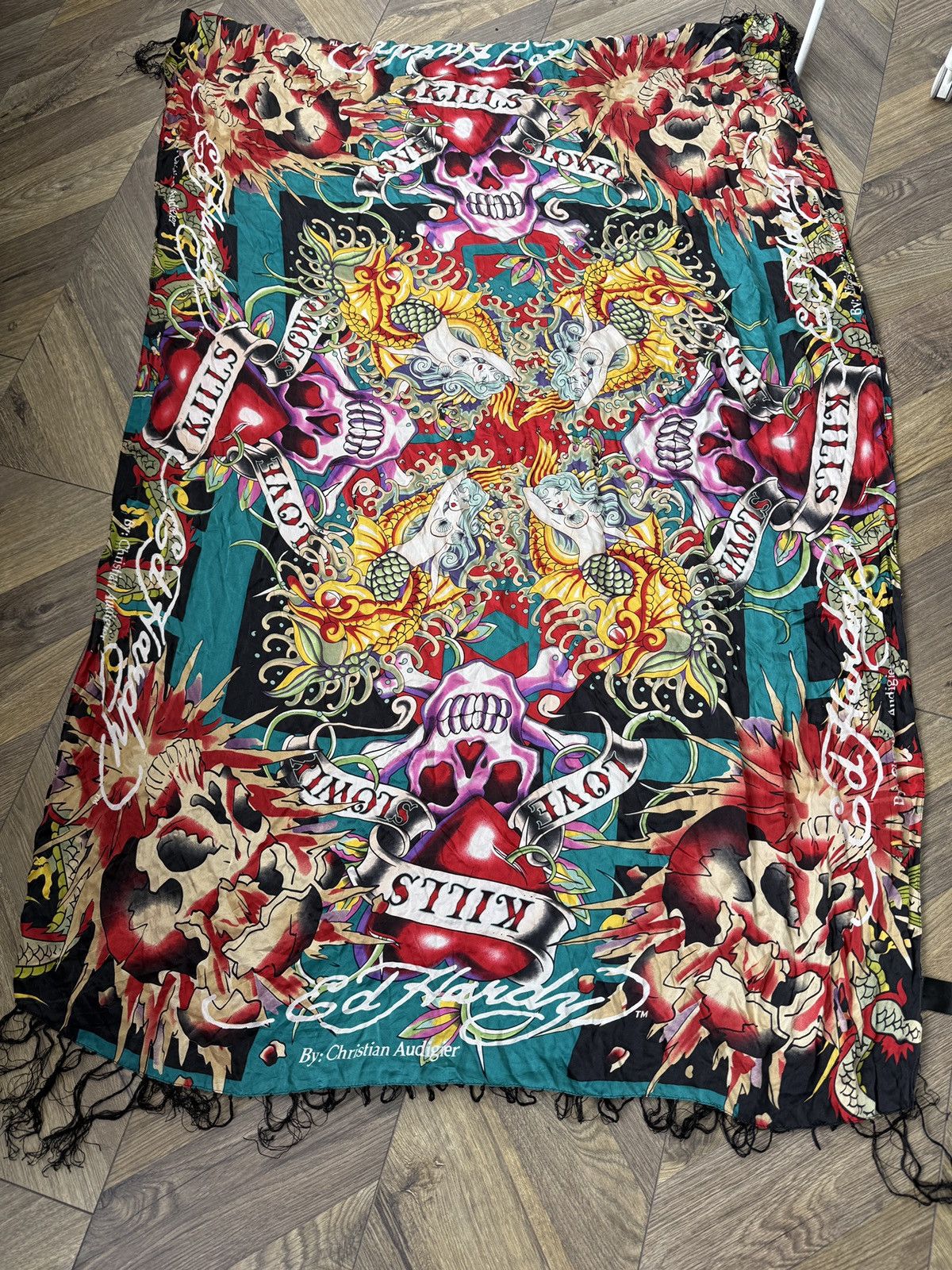 Ed Hardy Ed Hardy Christian Audigier Silk Scarve Love Kills Slowly Size ONE SIZE - 1 Thumbnail