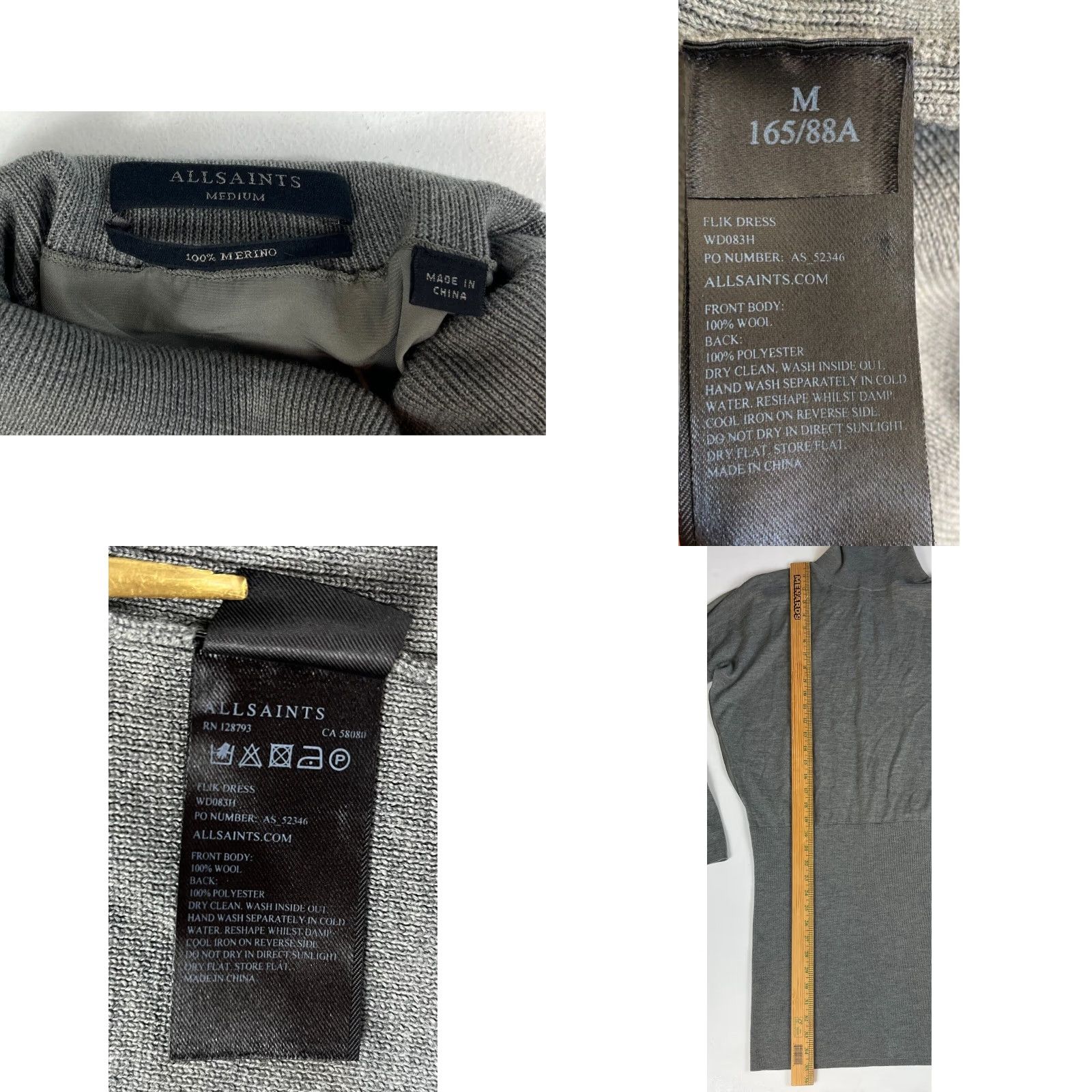Allsaints AllSaints Flik Dress Knit Merino Wool Women M Gray Size M / US 6-8 / IT 42-44 - 8 Thumbnail