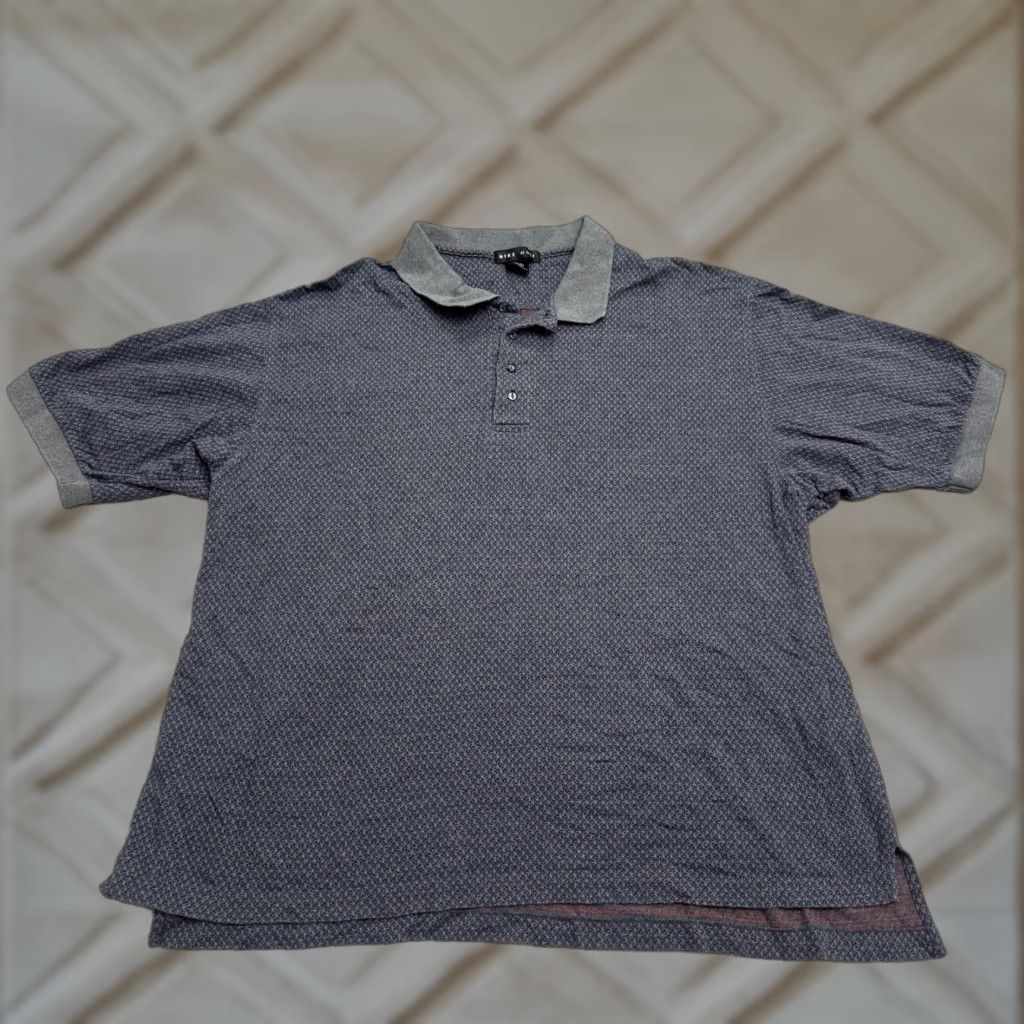 Nike Golf Polo Shirt Men XXL Blue Gray Geometric All Over Print