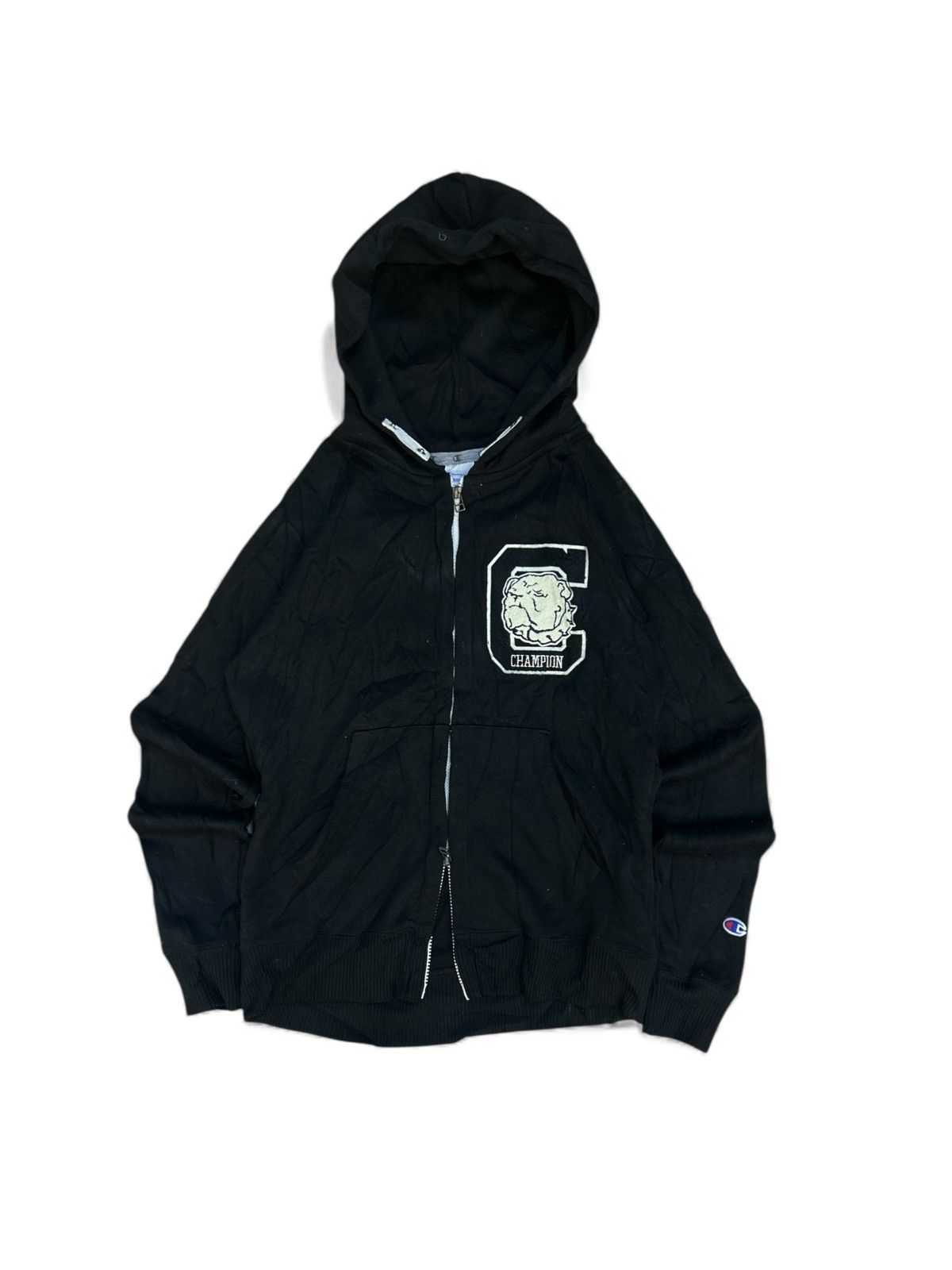 Champion Champion Full Zip Knit Hoodie Black with Embroidered Bulldog Size US M / EU 48-50 / 2 - 1 Thumbnail