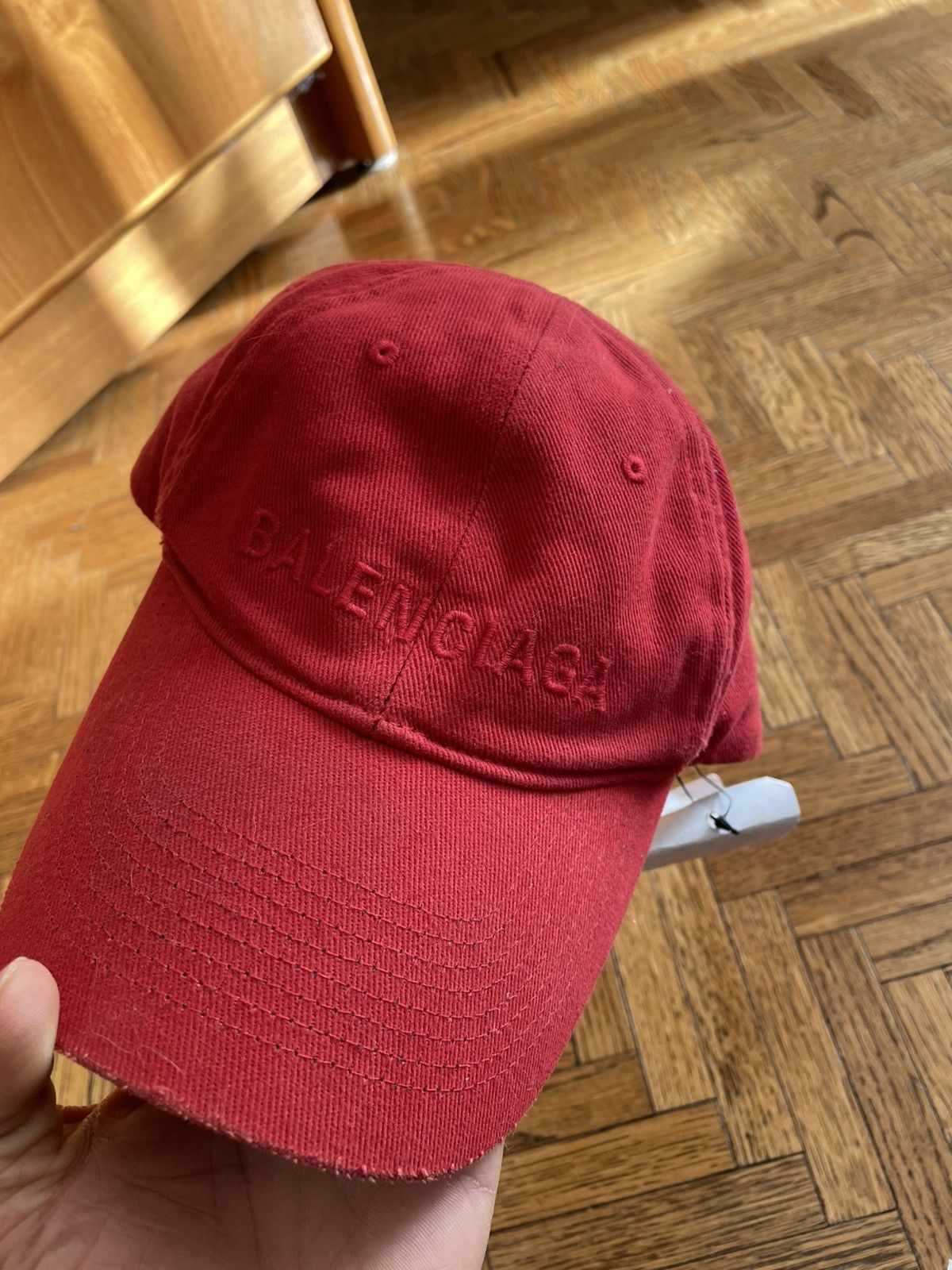 Balenciaga Balenciaga Red/Red Distressed Cap Size ONE SIZE - 2 Thumbnail