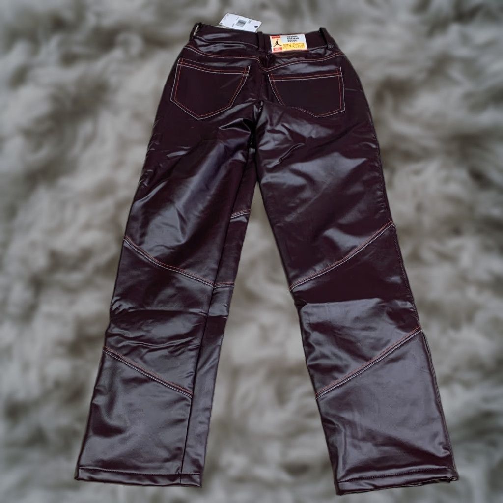 VINTAGE Nike Air Jordan x MAISON CHÂTEAU ROUGE Pants Womens 0 Brown Vegan Leather J9764