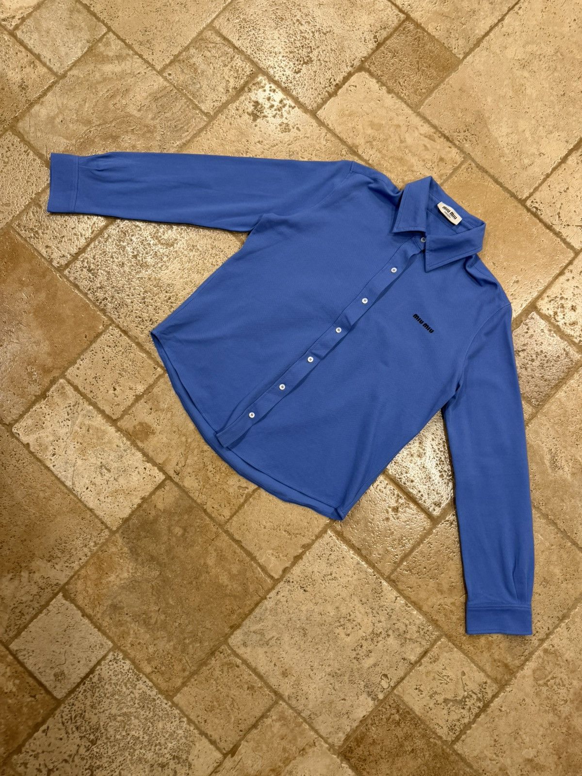 Miu Miu Miu Miu Cotton Pique Periwinkle Blue LS Button Up Shirt Size XS / US 0-2 / IT 36-38 - 5 Thumbnail