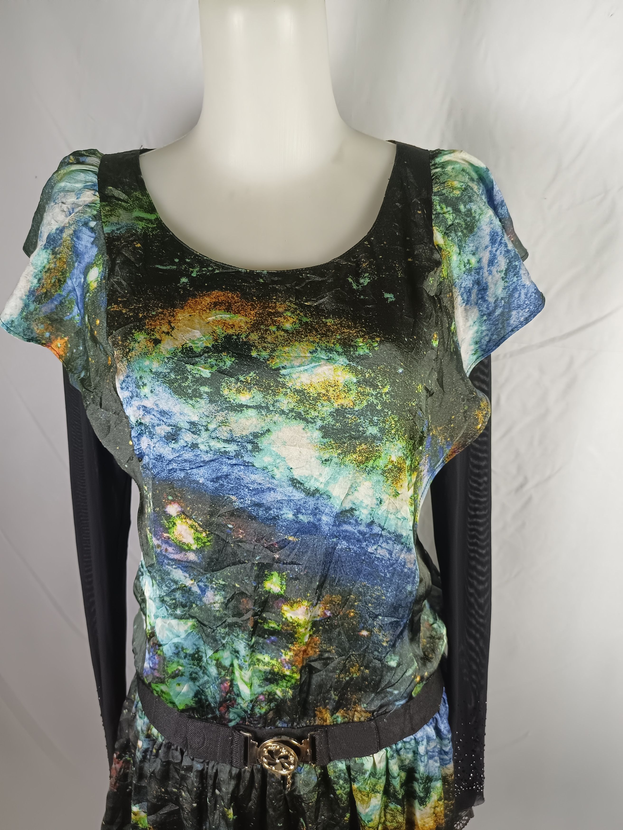 Japanese Brand OSANI Galaxi Print Long Sleeve Women Dress Size M / US 6-8 / IT 42-44 - 14 Thumbnail