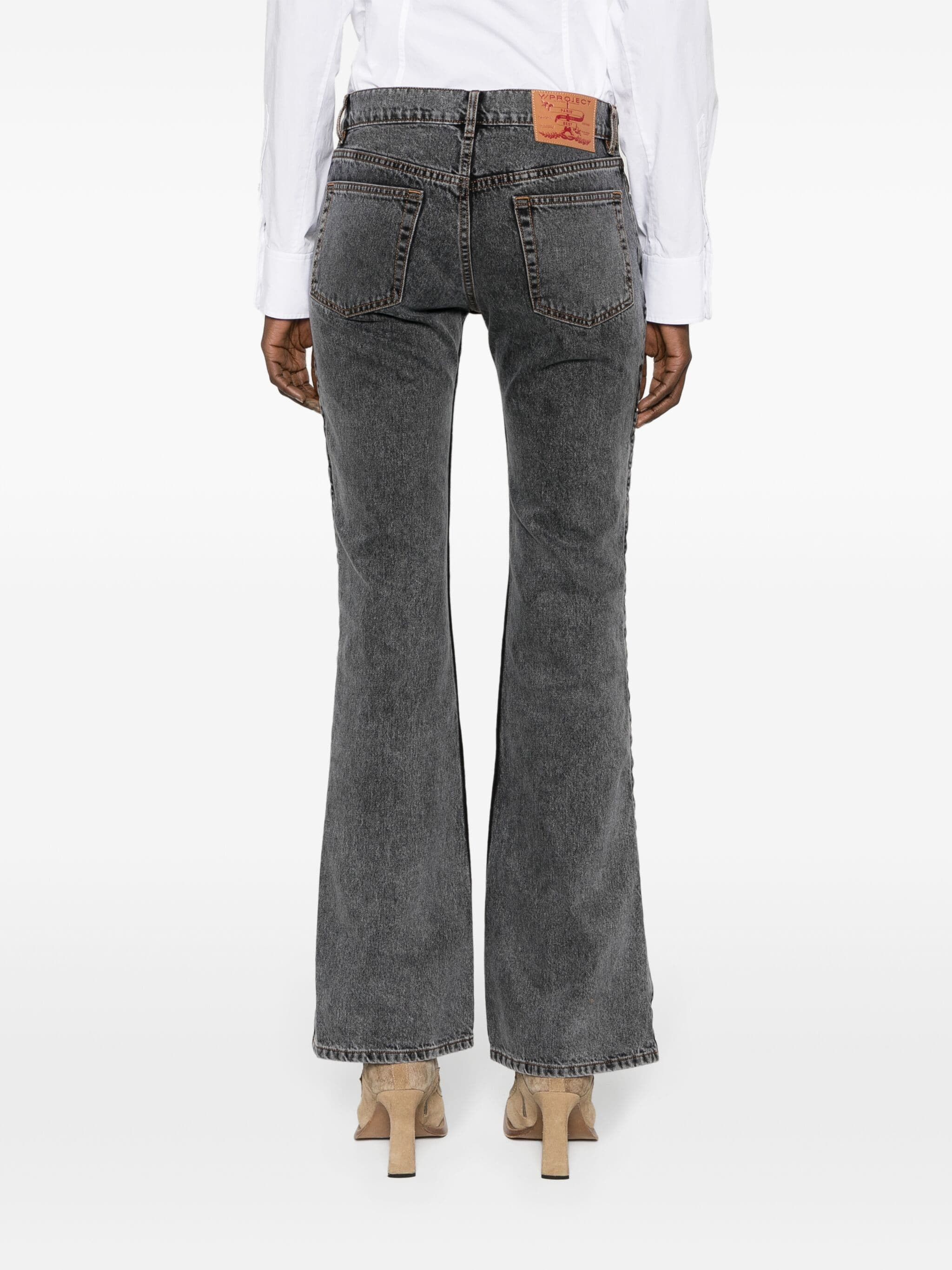 Y/Project o1s22i1n0924 Hook-And Eye Flared Jeans in Black Size 26" / US 2 / IT 38 - 4 Thumbnail