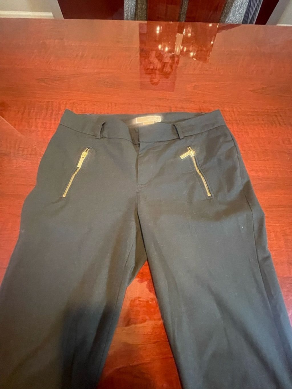 Michael Kors Michael Kors Black Gold Zip Ankle Pants 8 Quiet Luxury Moto Size 30" / US 8 / IT 44 - 13 Thumbnail