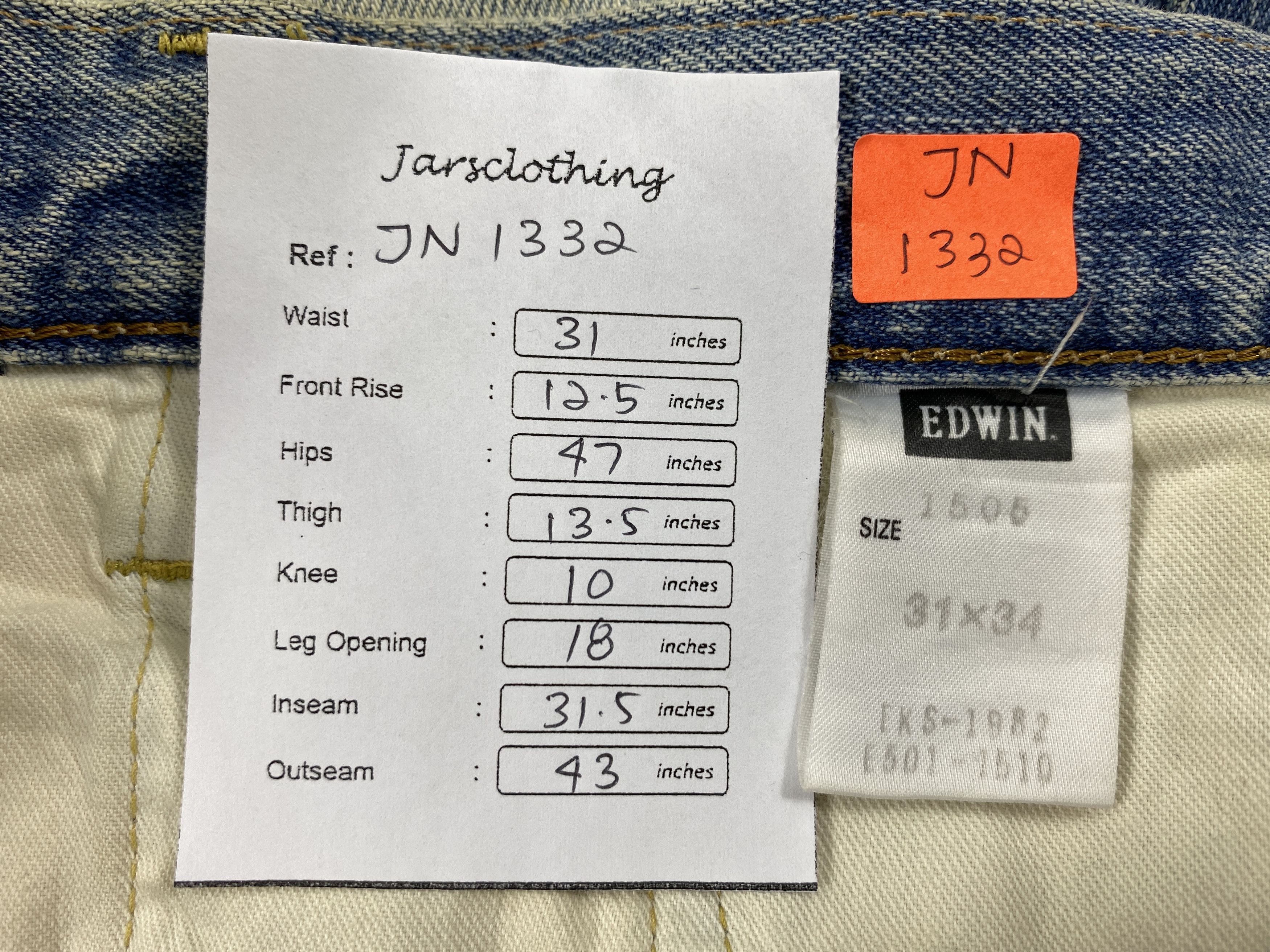 Edwin Vintage Mud Wash Selvedge Edwin 505 Jeans 31x31.5 -JN1332 Size US 31 - 7 Thumbnail
