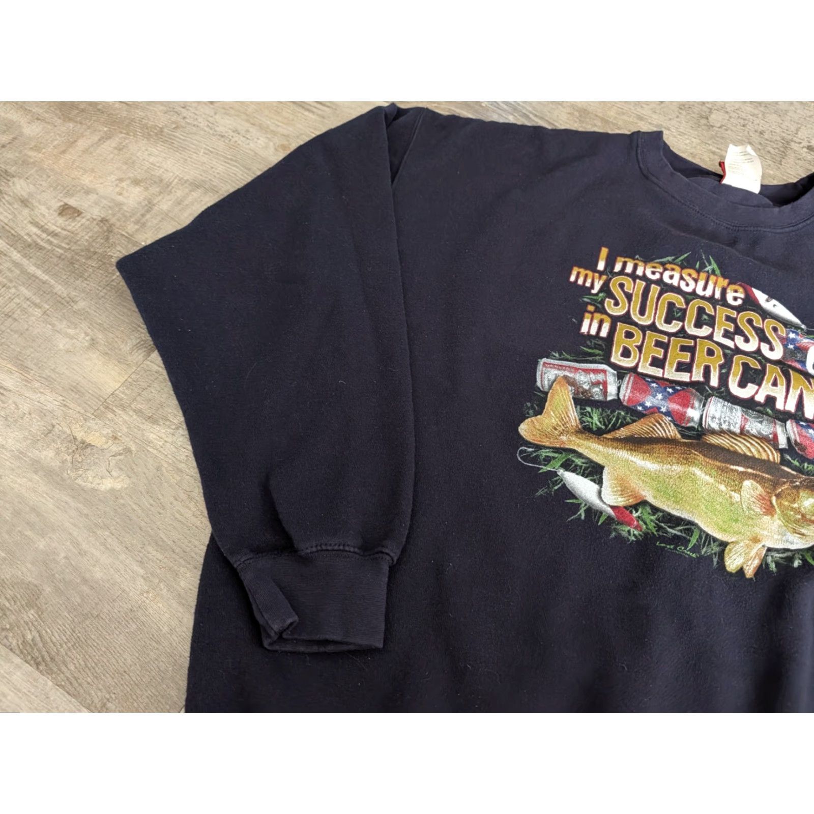 Vintage VINTAGE Lost Creek Outfitters Crew Sweatshirt Mens XL Blue Graphic Print Fisherman Beer Can 90s Y2K Fishing Size US XL / EU 56 / 4 - 4 Thumbnail