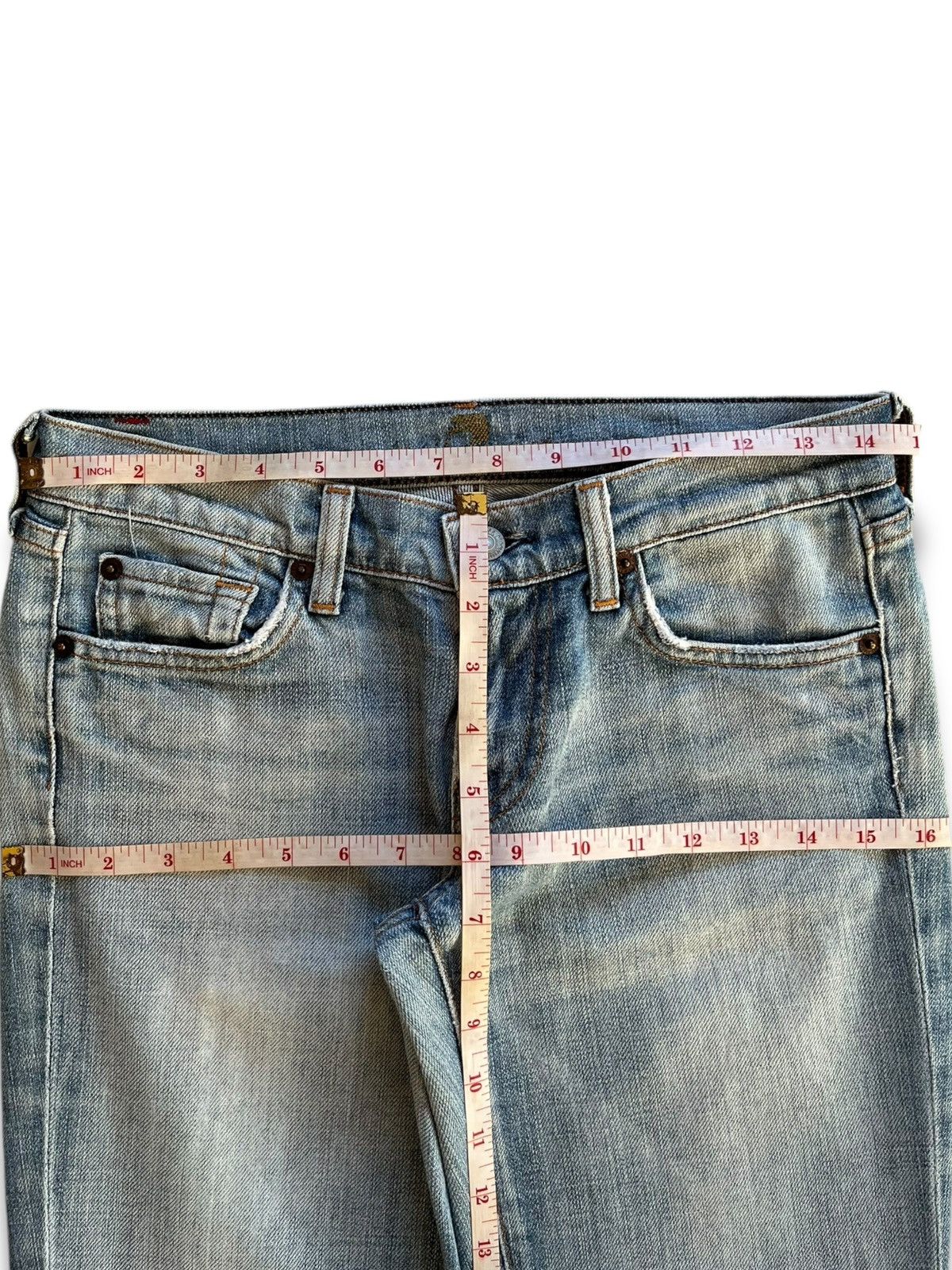 7 For All Mankind Vintage 7 For All Mankind Faded Wash Distressed Flare Jeans Size 29" - 11 Thumbnail