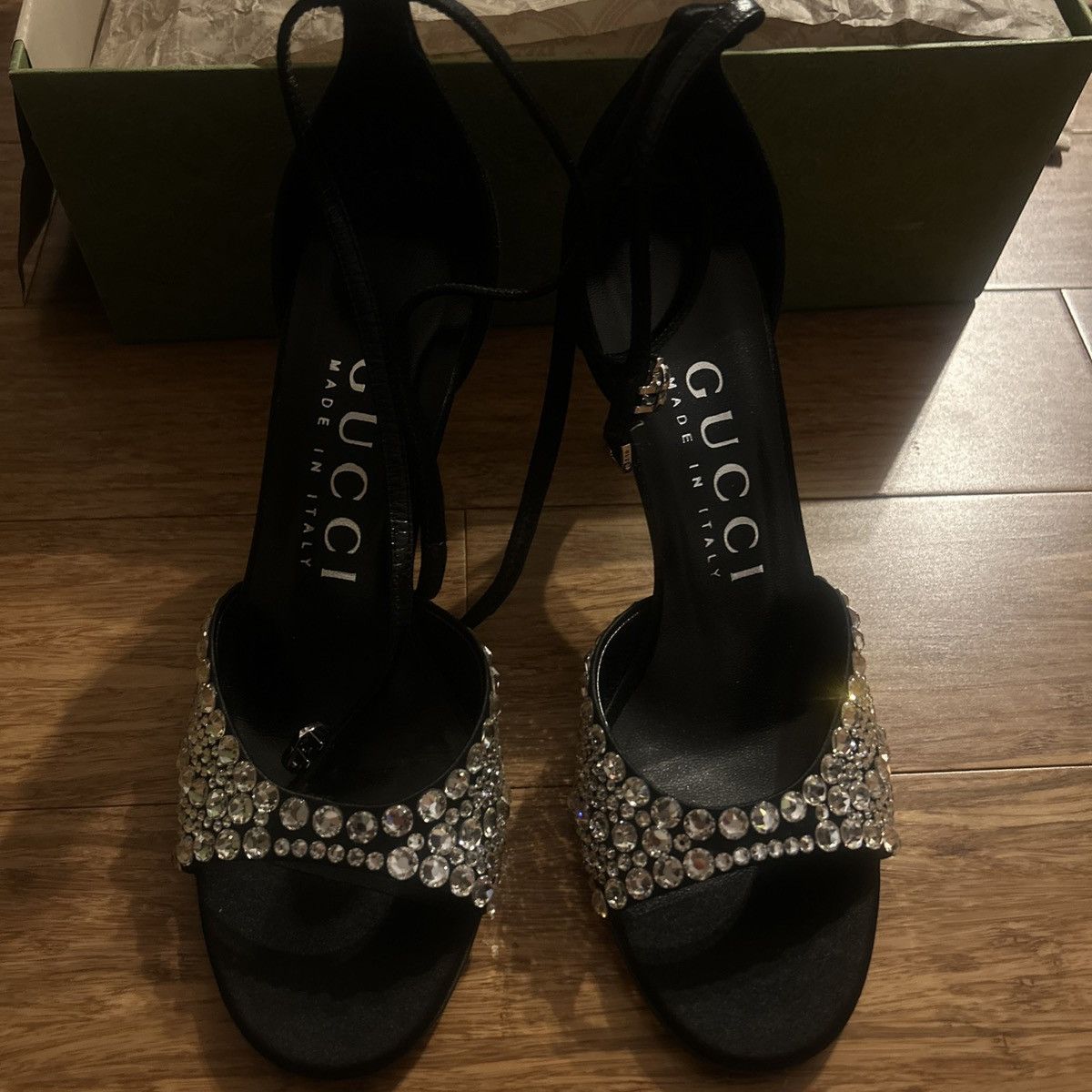 Gucci Gucci GG Crystal Satin Slide Raso Seta Malaga Kid Sandal Size US 6.5 / IT 36.5 - 5 Thumbnail