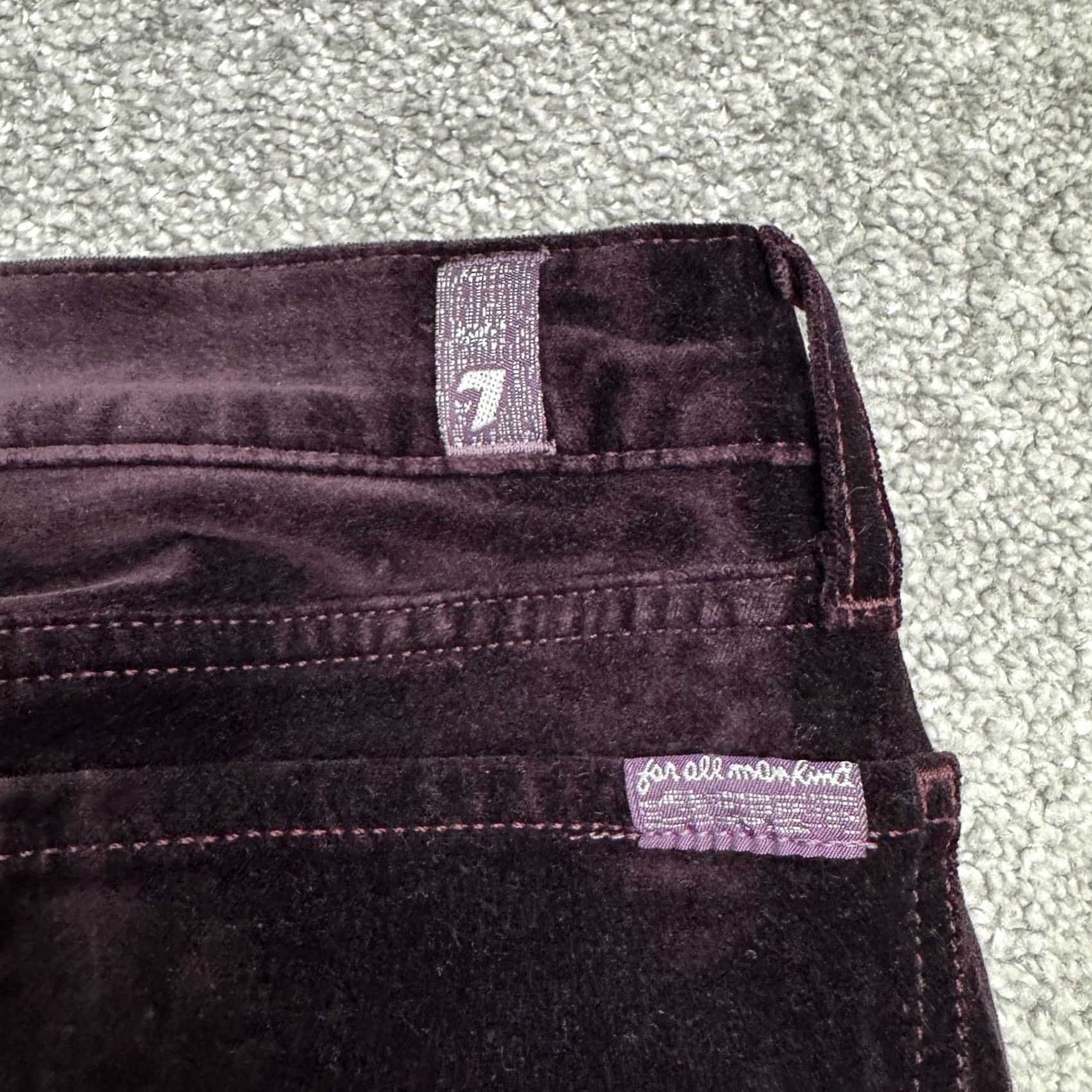 7 For All Mankind 7 For All Mankind Skinny Pants Women 29 Purple Mid Rise Velvet Stretch 30x30 Size 29" - 6 Thumbnail