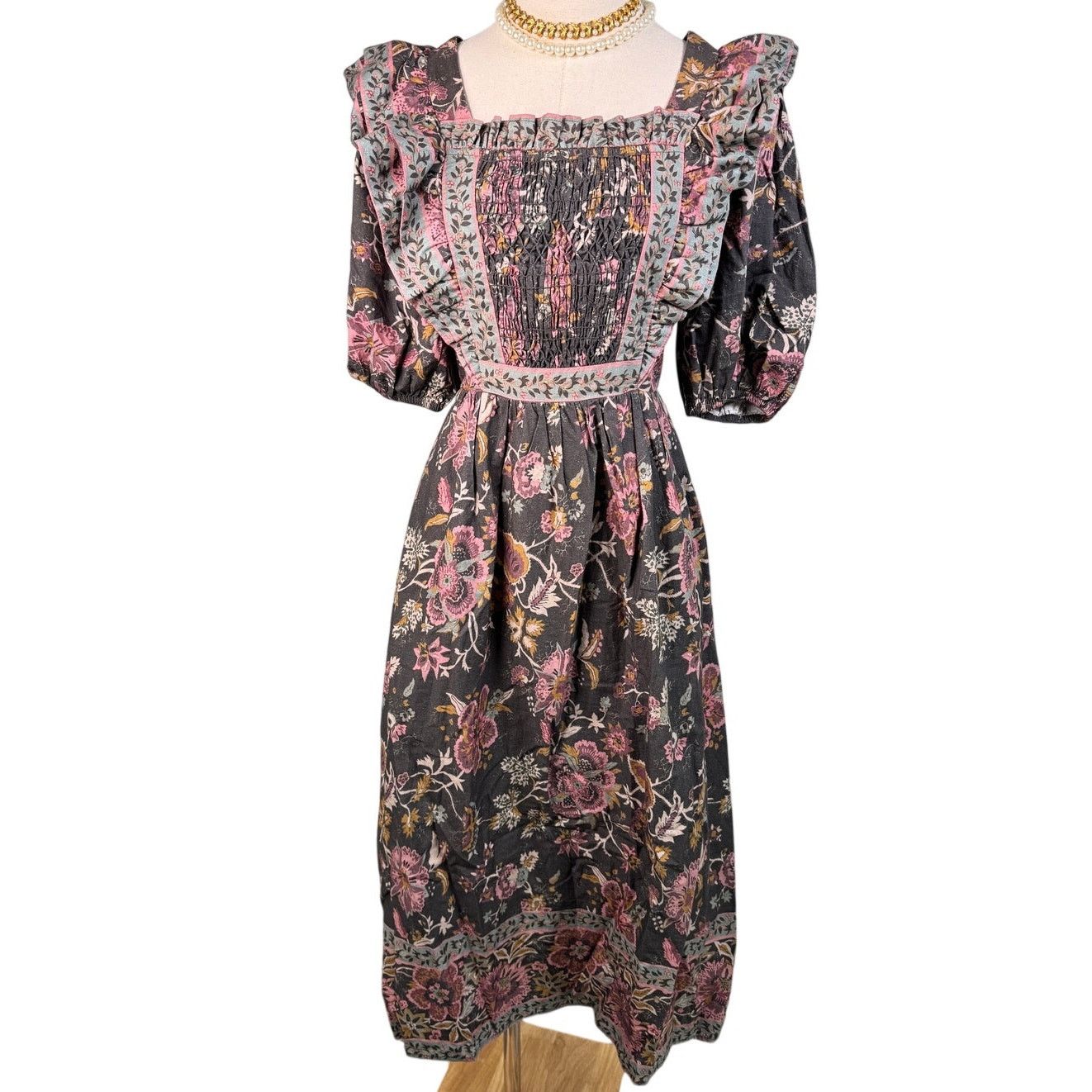 Sea New York Sea New York Tess Cotton Midi Dress Black Floral size 00 XS Size XXS / US 00 / IT 34 - 7 Thumbnail