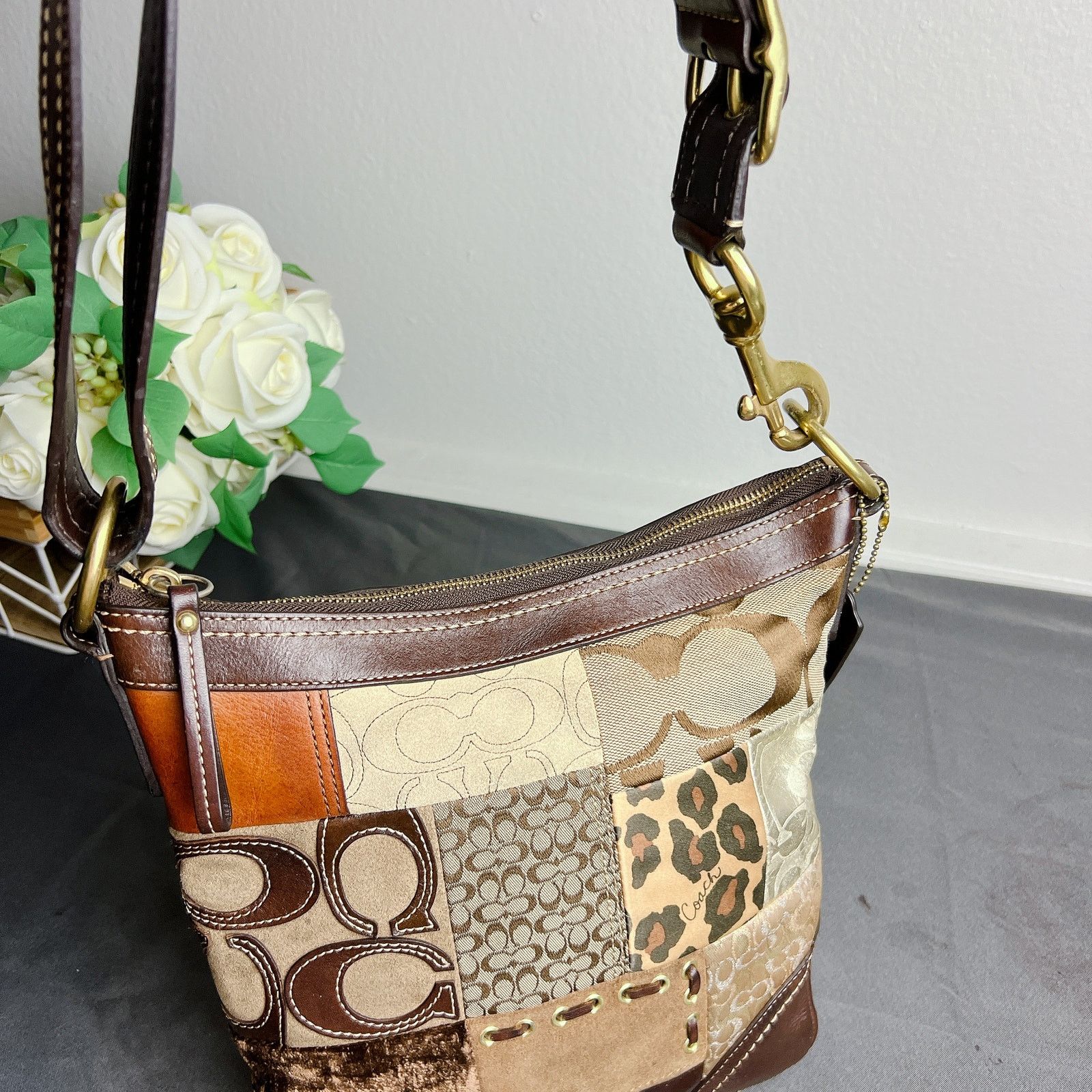 Coach COACH Patchwork Multicolor Bucket Crossbody Bag F12840 Size ONE SIZE - 8 Thumbnail