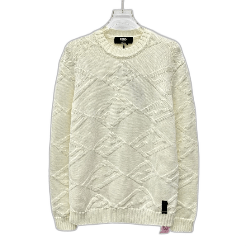 Fendi Beige Logo Embossed Knit Crewneck Sweater Size US S / EU 44-46 / 1 - 1 Thumbnail