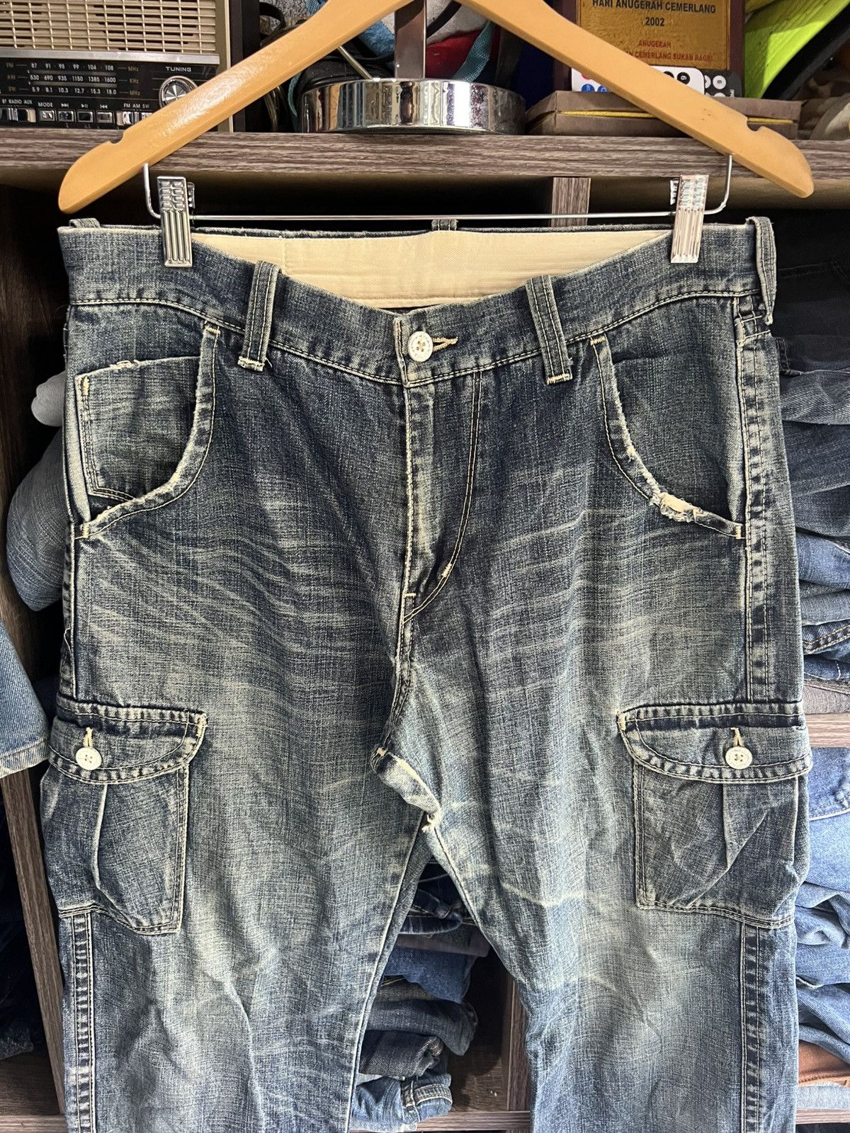 Levi's 🔥Rare Vintage Levis Sanforized Distressed Cargo Denim Size US 34 / EU 50 - 4 Thumbnail