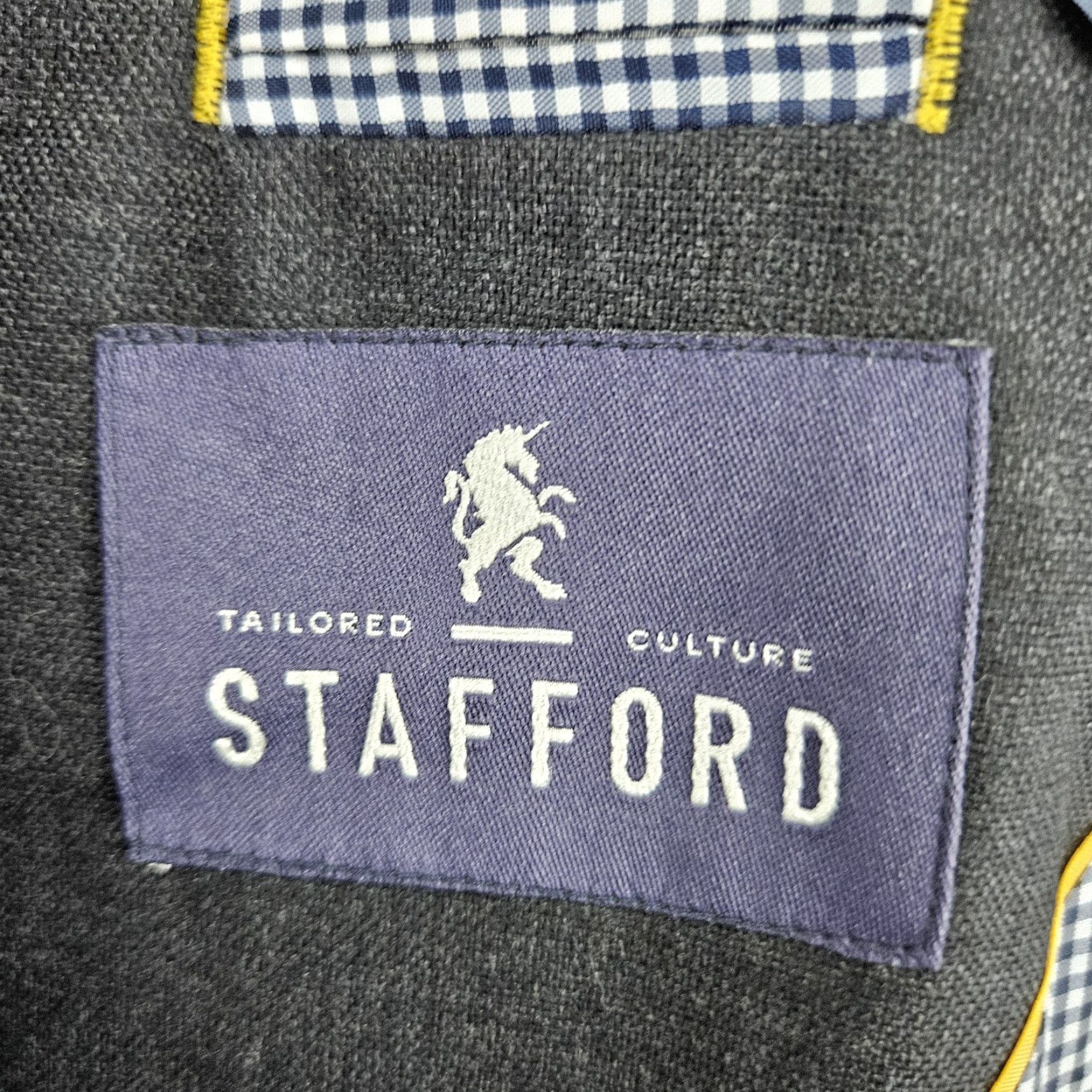 Stafford Stafford Grey 100% Wool 2 Button Single Vented Notch Blazer Sport Coat 46R Mens Jacket Size 46R - 3 Thumbnail