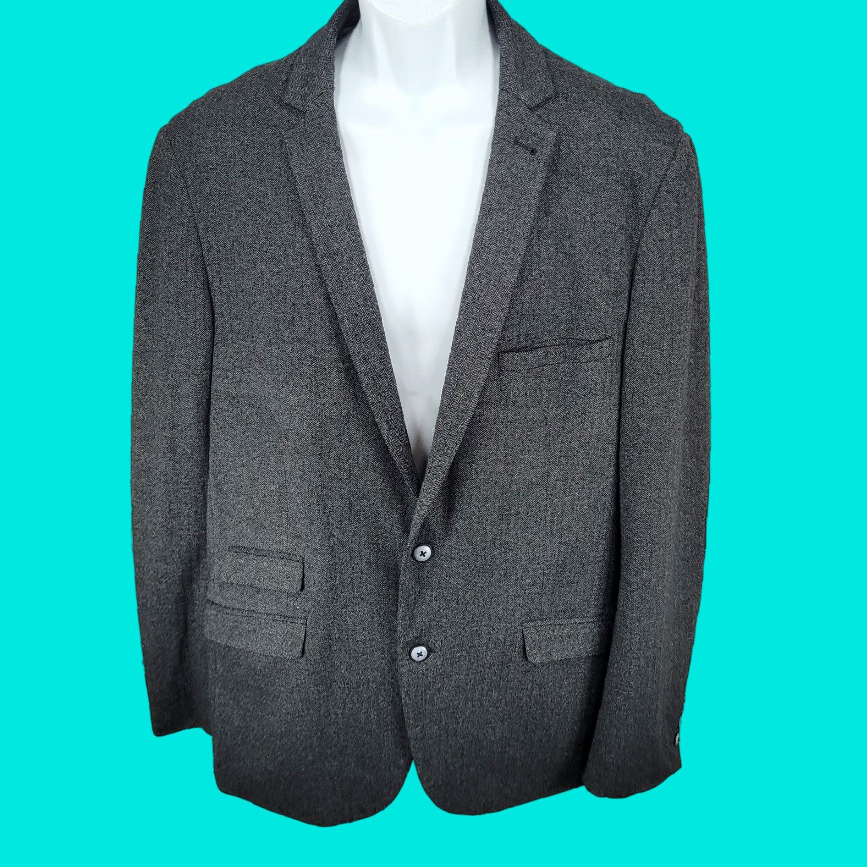 Vintage Paisley & Gray Herringbone Slim Fit Stretch Double Vented Sport Coat Size 46R Size US S / EU 44-46 / 1 - 1 Thumbnail