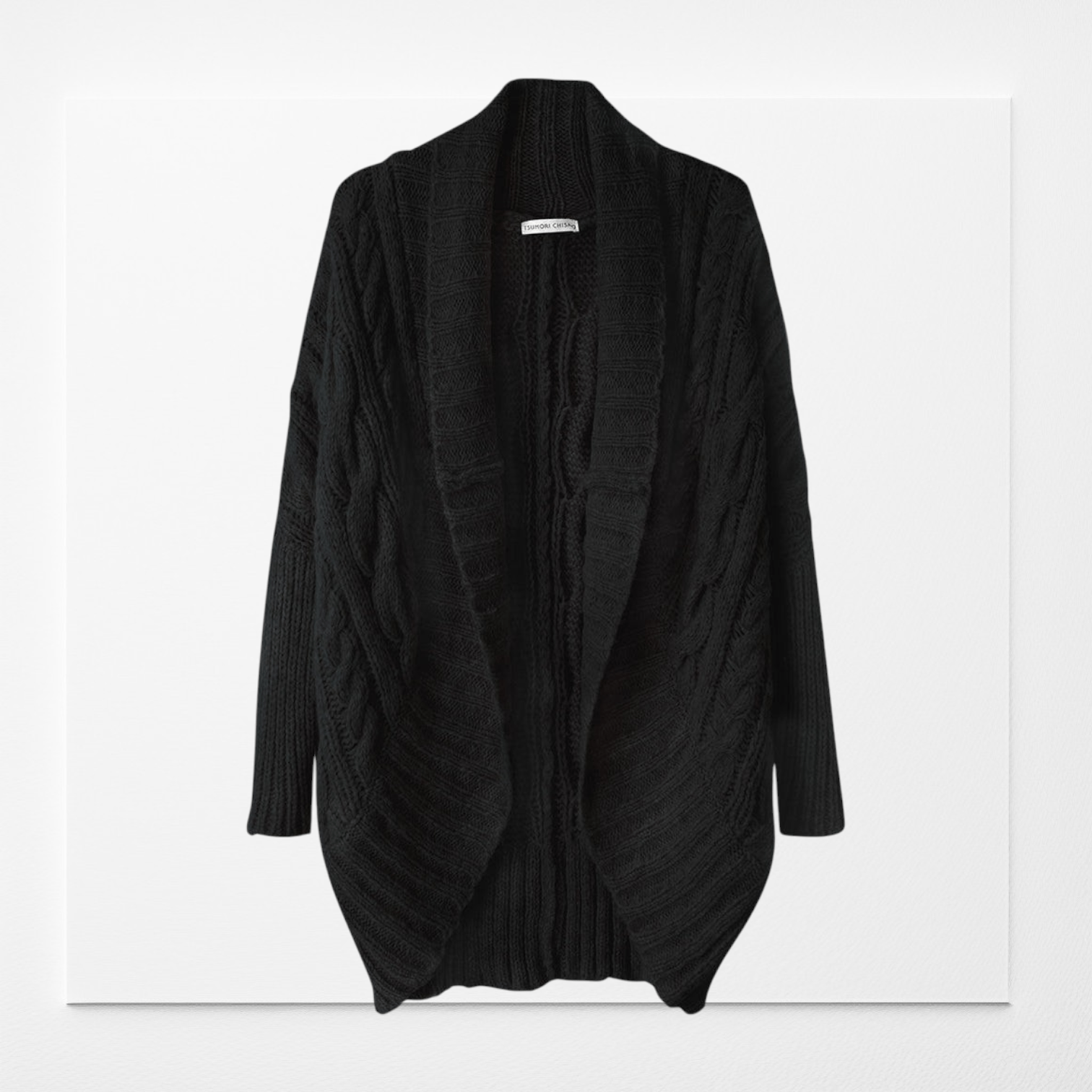 Tsumori Chisato Slouch Alpaca Cable-Knit Shawl Shoulder Open Cardigan Size US L / EU 52-54 / 3 - 1 Thumbnail