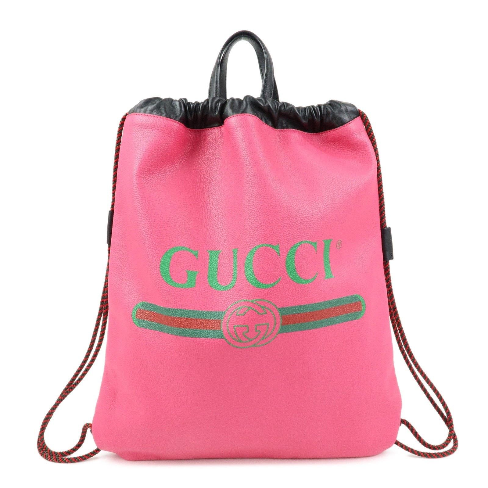 Gucci Gucci Interlocking G Drawstring Backpack Calfskin Pink Size ONE SIZE - 1 Thumbnail