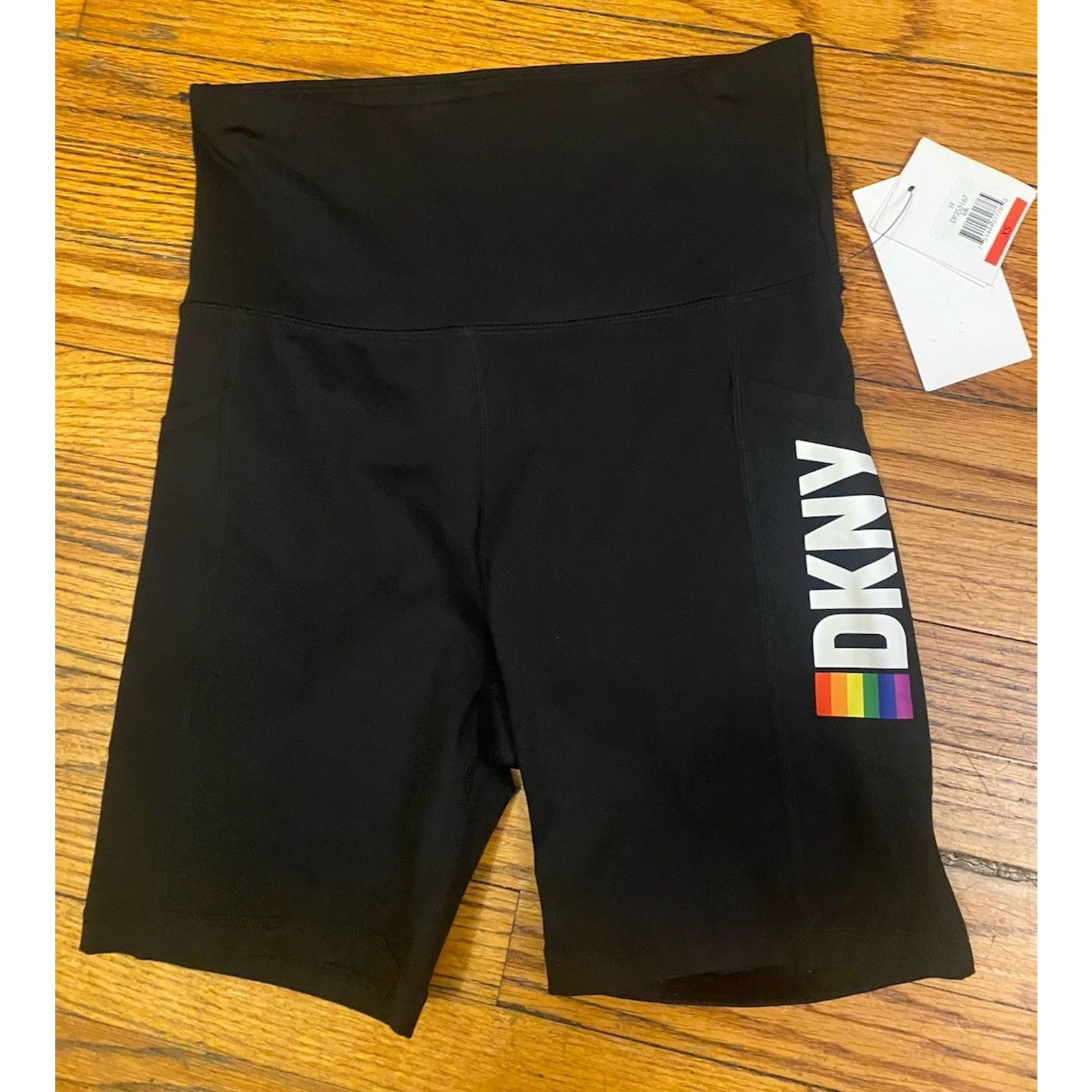 DKNY NWT DKNY Biker Soft Shorts Women’s XS Black Multi Size 25" / US 0 / IT 36 - 2 Thumbnail