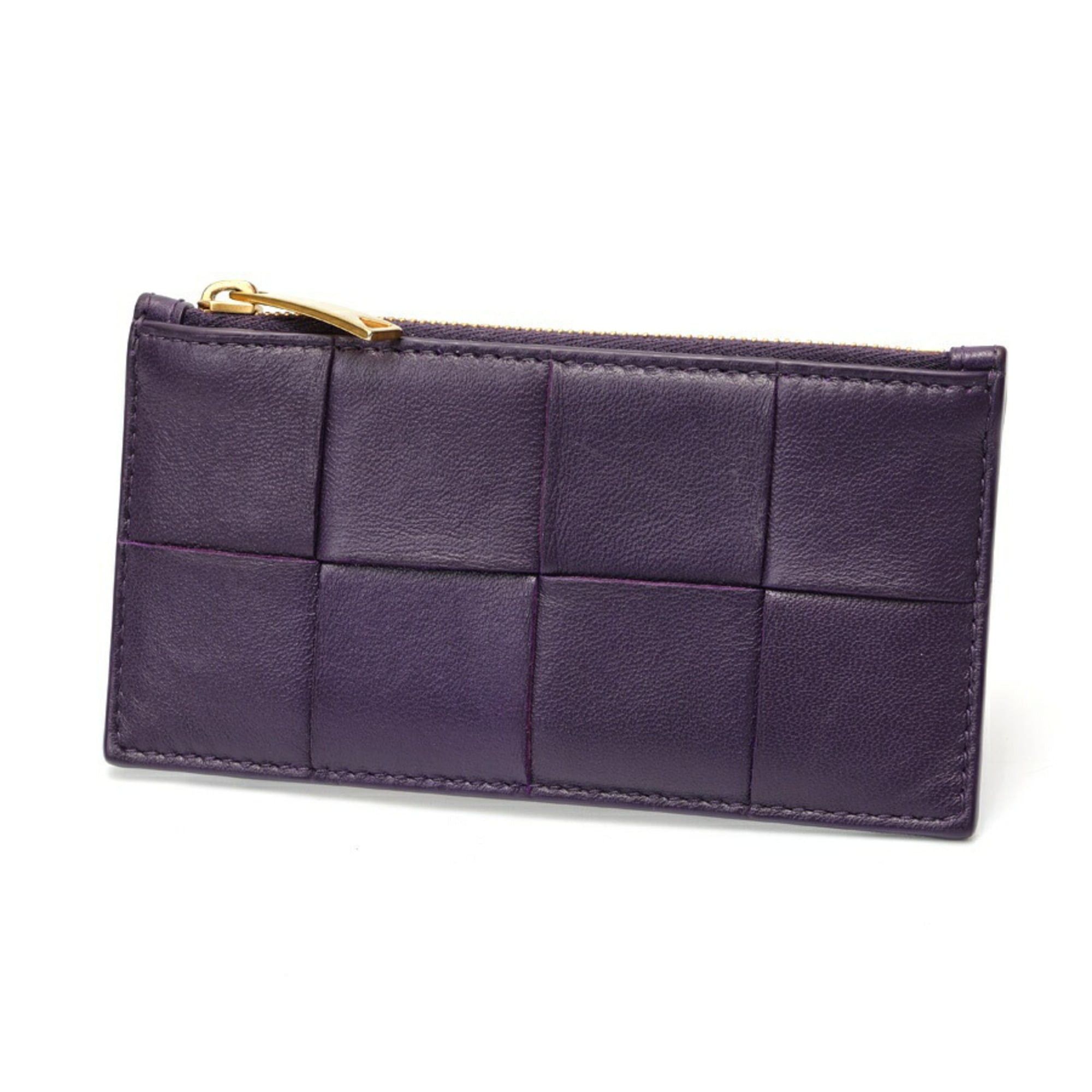 Bottega Veneta Bottega Veneta Cassette Card Case Holder Intrecciato Calf Leather Purple Size ONE SIZE - 1 Thumbnail