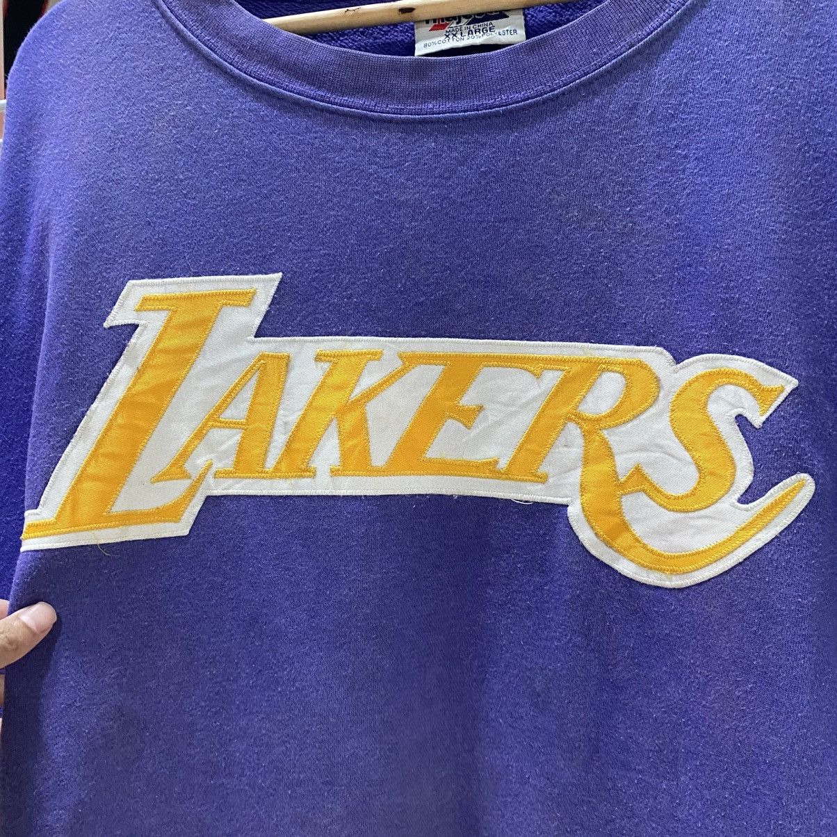 NBA × Vintage Vintage LA Lakers 90s NBA Crewneck Sweatshirt Embroidered Size US XXL / EU 58 / 5 - 6 Thumbnail