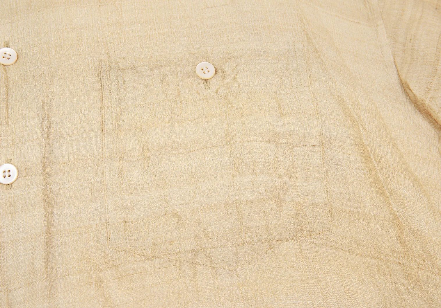 Issey Miyake Silk Mao Collar Shirt in Beige, Size L Size US L / EU 52-54 / 3 - 4 Thumbnail