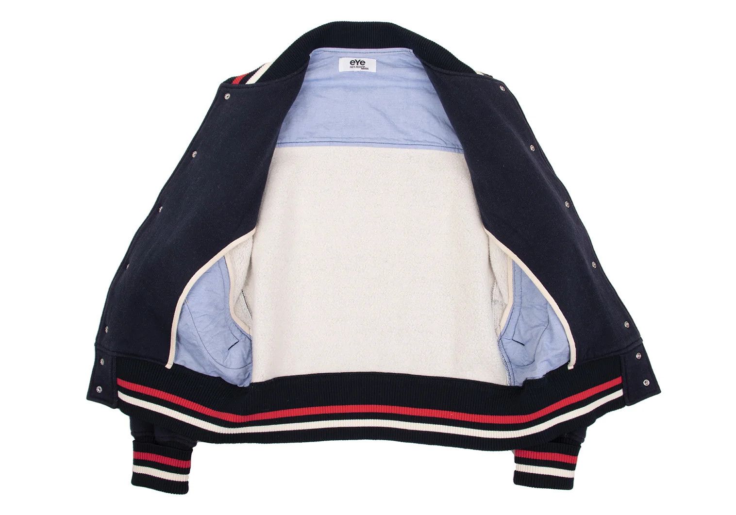 Junya Watanabe Fleece-Lined Sweat Varsity Jacket in Navy, Size L Size US L / EU 52-54 / 3 - 12 Thumbnail