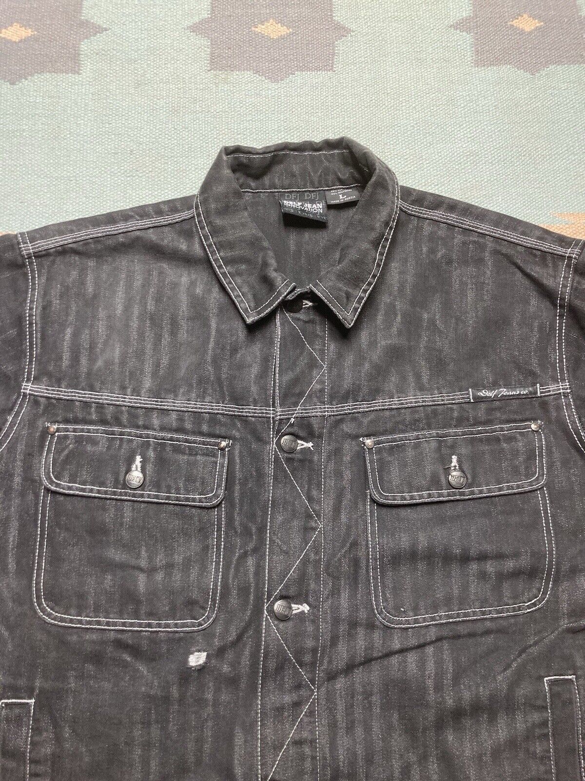 Southpole × Vintage y2k denim trucker jacket delf black goth skater men’s large Size US L / EU 52-54 / 3 - 3 Thumbnail