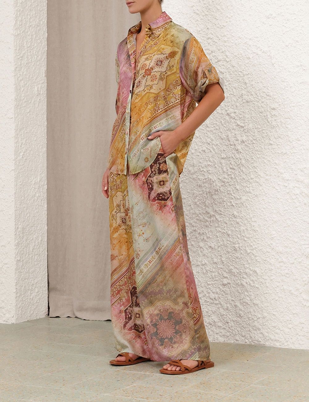 Zimmermann oc11z0226 Tallow Relaxed Shirt In Multicolor Size M / US 6-8 / IT 42-44 - 3 Thumbnail
