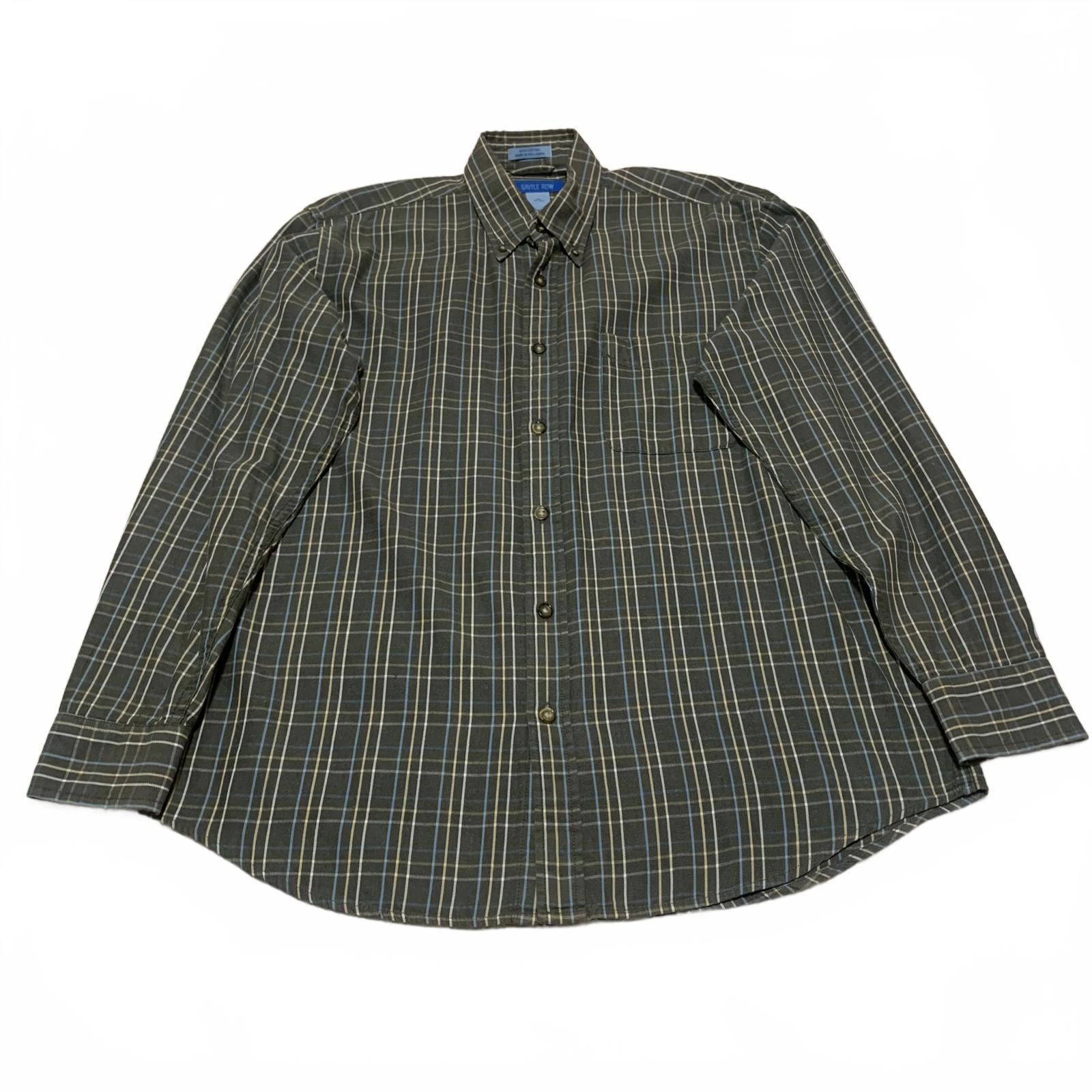 Savile Row Vintage Y2K Savile Row Men's M Plaid Olive Shirt Size US M / EU 48-50 / 2 - 1 Thumbnail