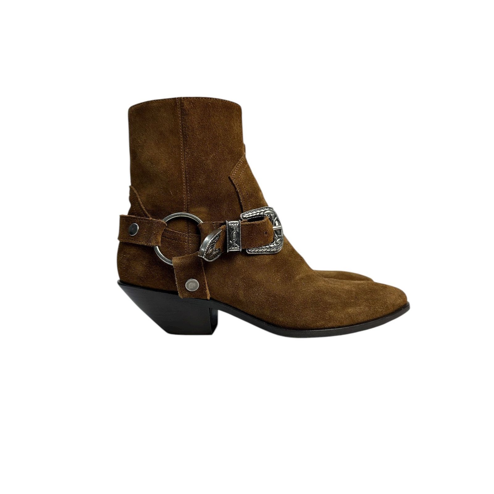 Yves Saint Laurent SAINT LAURENT Brown Suede Western Ankle Boots Sz.38.5 Size US 7.5 / IT 37.5 - 2 Thumbnail
