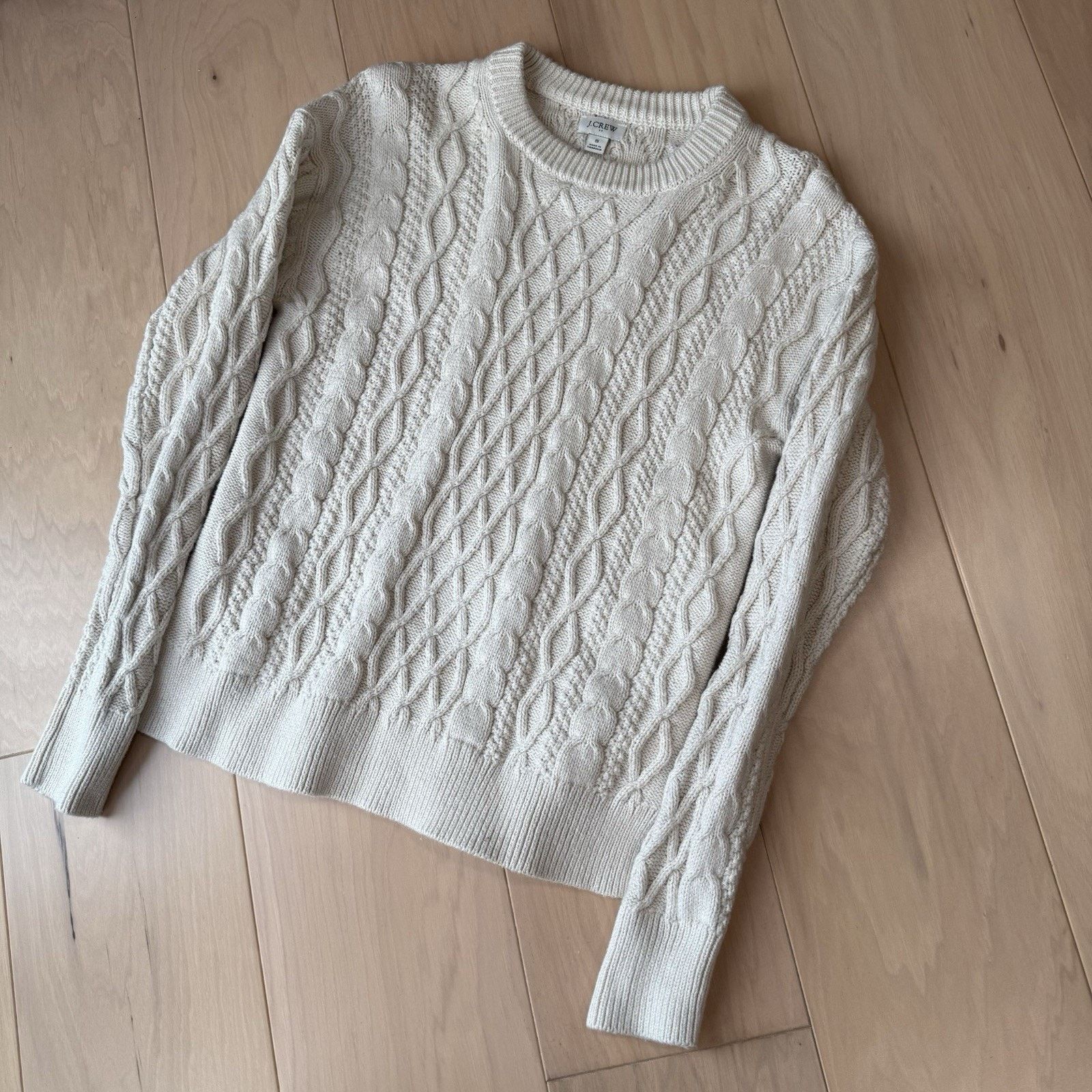 J.Crew J Crew Fisherman Sweater Women's Small Cream Cotton Cable Size S / US 4 / IT 40 - 9 Thumbnail