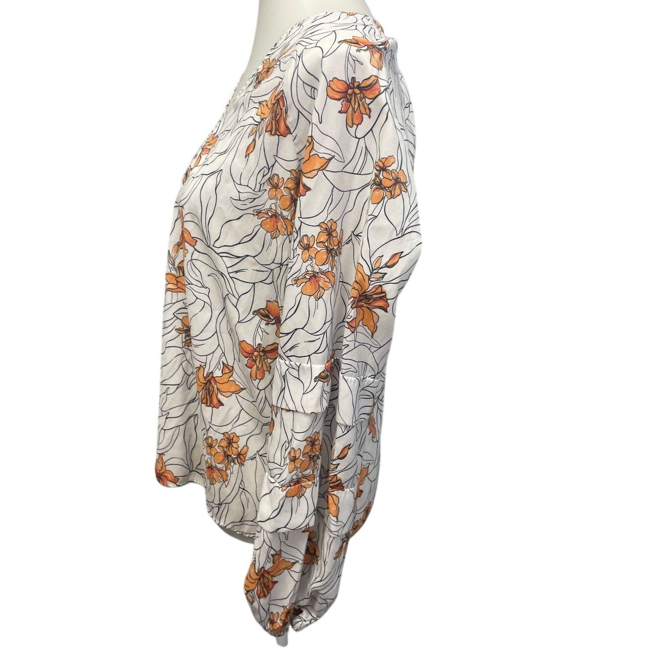 Worthington Worthington Womens Medium Lightweight Floral Blouse Size M / US 6-8 / IT 42-44 - 3 Thumbnail