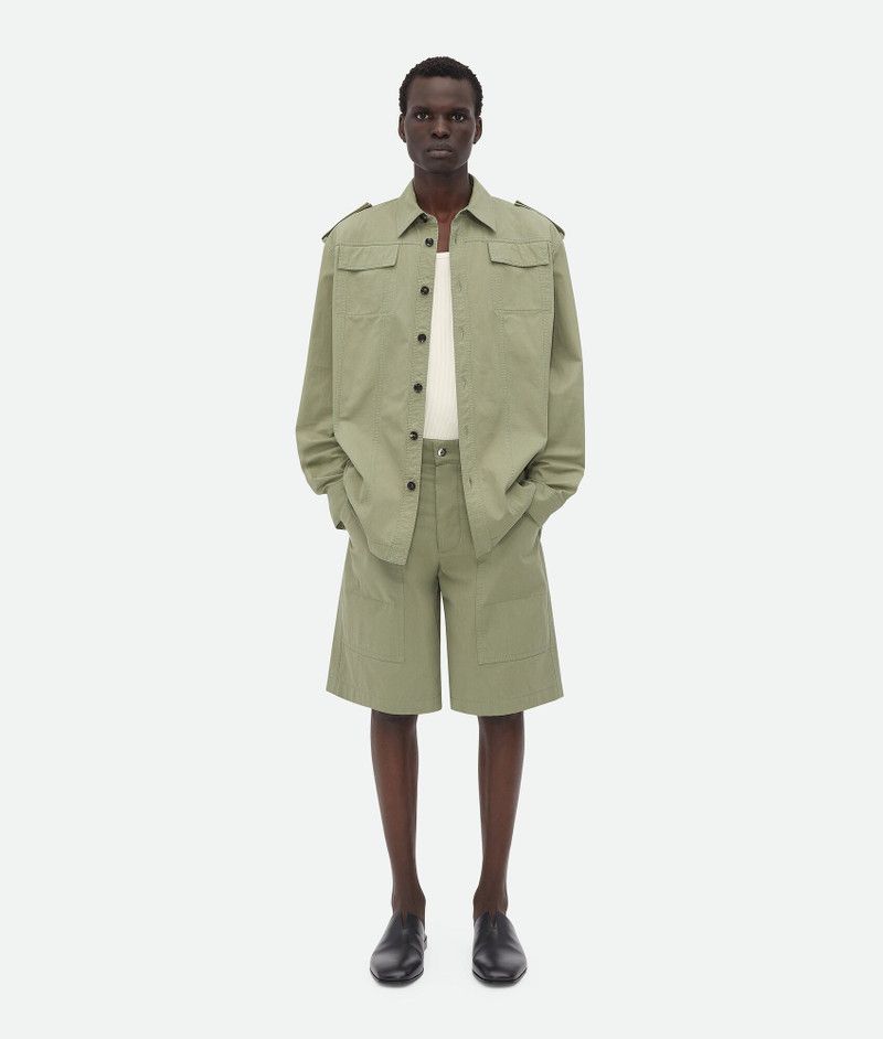 Bottega Veneta o1bcso1str0526 Light Cotton Twill Cargo Shorts Light Green Size US 34 / EU 50 - 4 Thumbnail