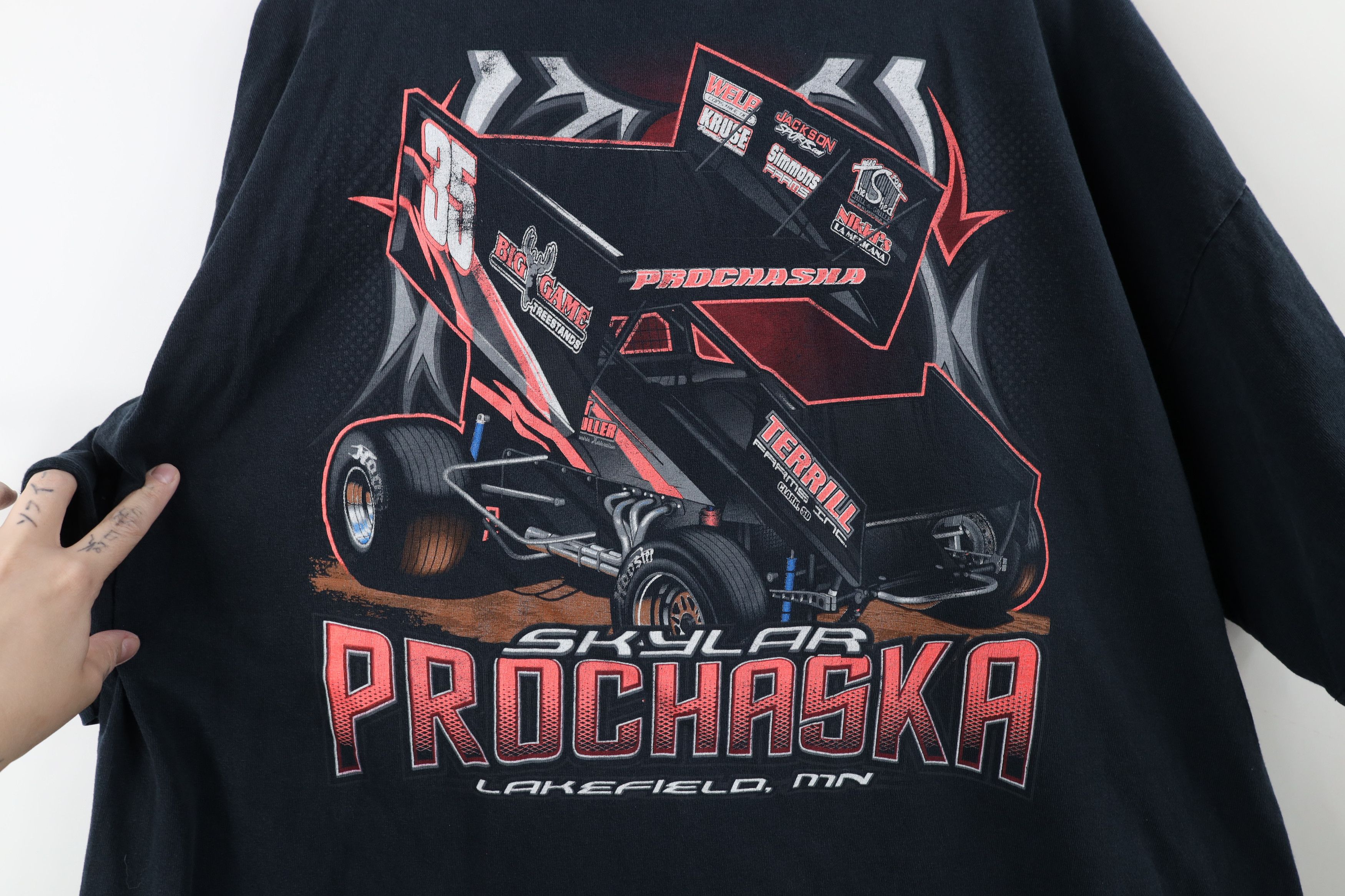 Vintage Vintage Y2K Skylar Prochaska Racing Tribal T-Shirt Black Size US XXL / EU 58 / 5 - 11 Thumbnail