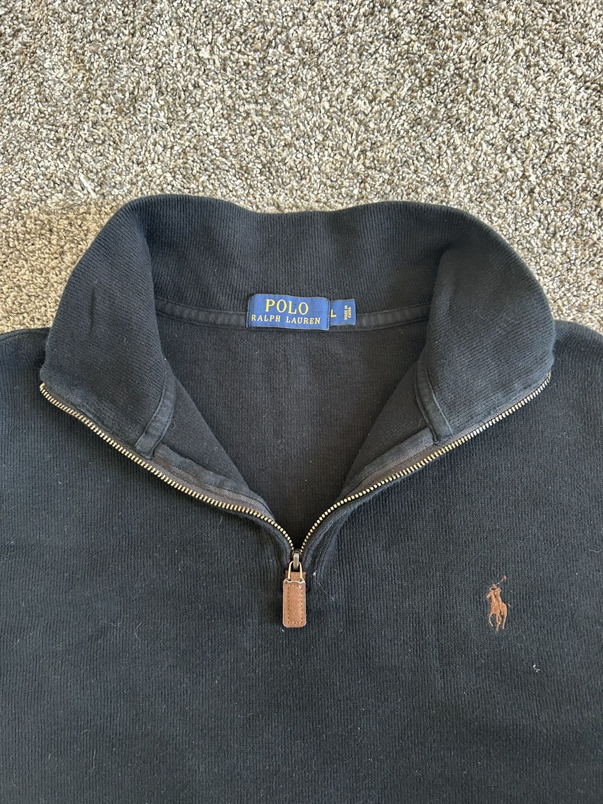 Polo Ralph Lauren Polo Ralph Lauren 1/4 Zip Knit Pullover Black (Men’s Large) Size US L / EU 52-54 / 3 - 3 Thumbnail