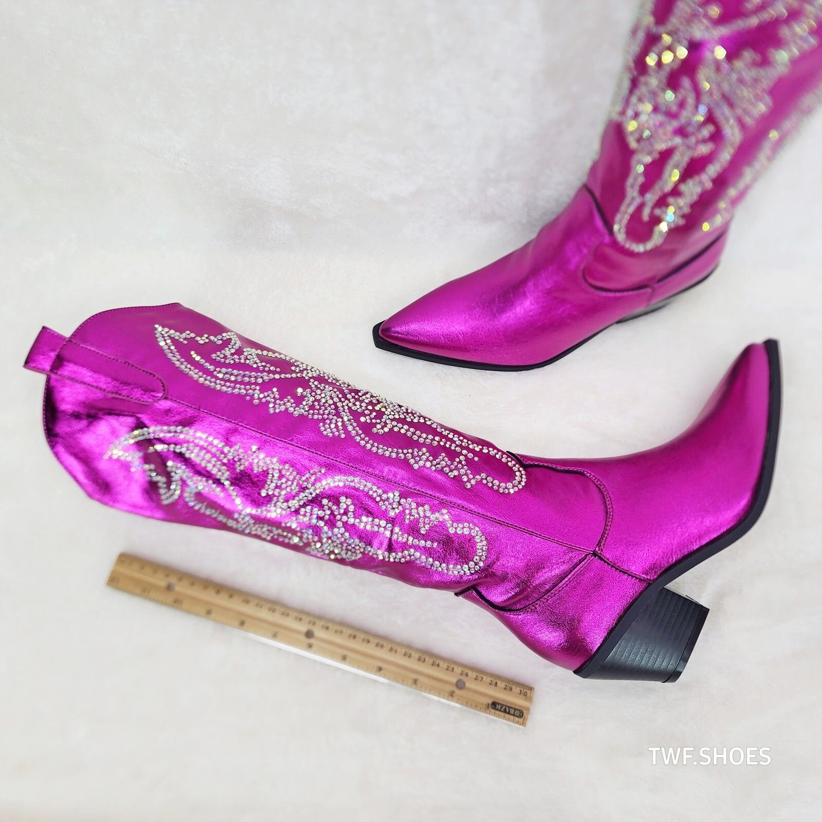 Other Razzle Metallic Pink Fuchsia Country Western Cowgirl Knee Bo Size US 6.5 / IT 36.5 - 2 Thumbnail